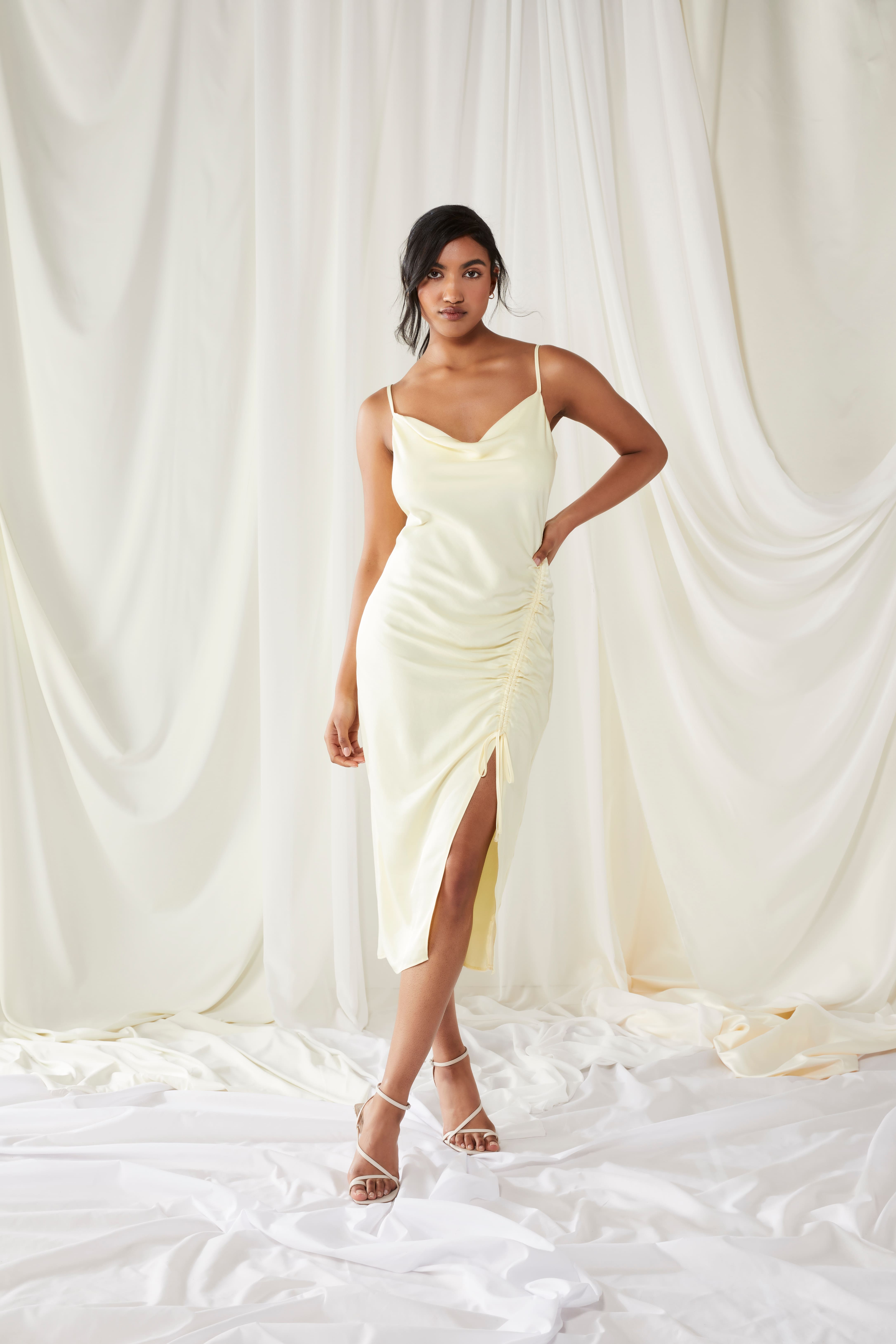 The Rouched Midi Slip Dress