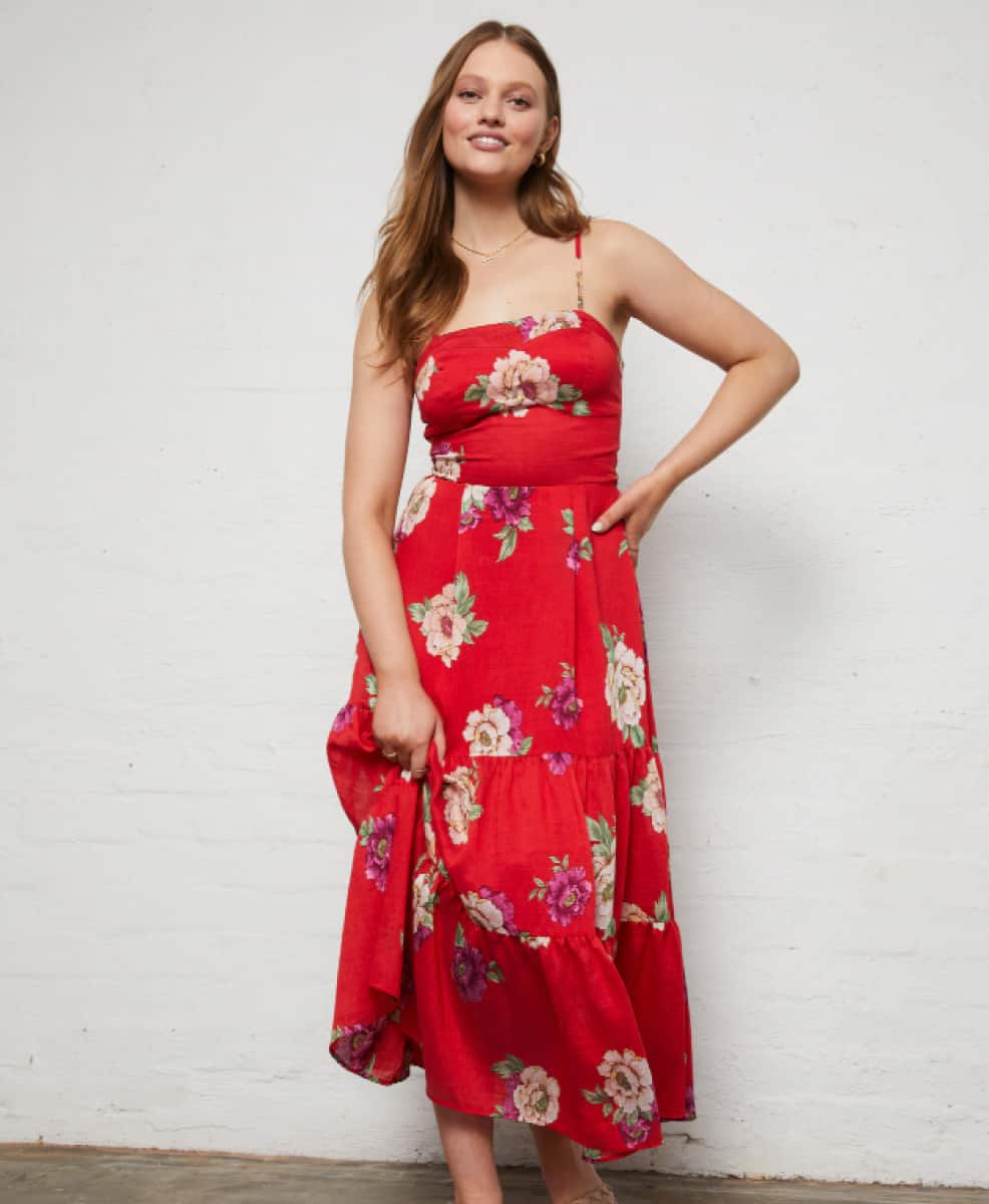 Red Floral Maxi Dress