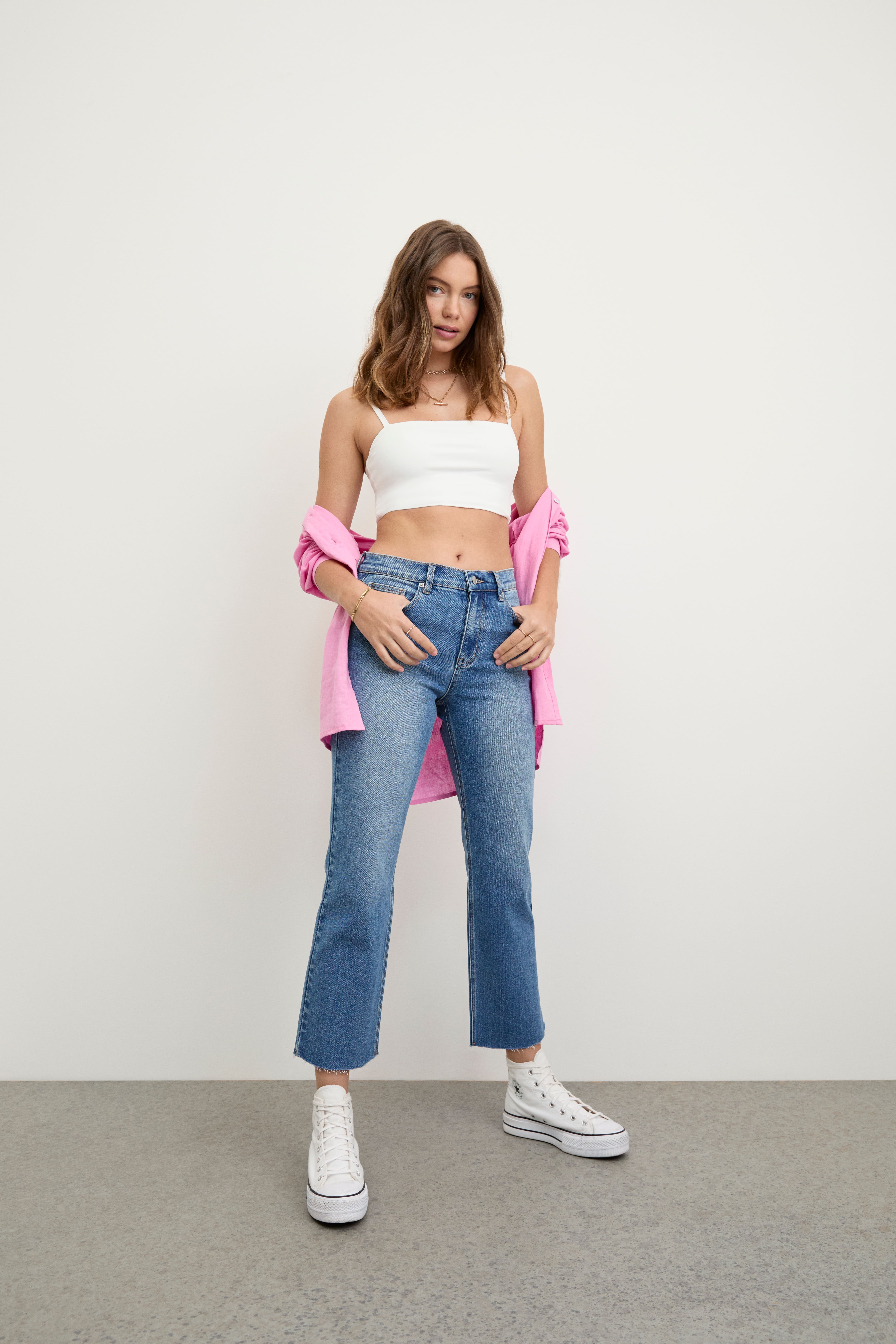 Mid-Blue Straight Leg Jeans