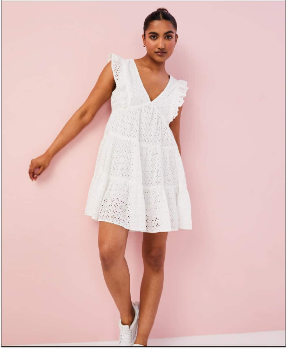 White Mini Broderie Dress