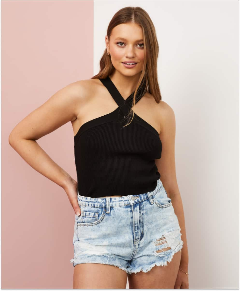 High Waisted Mini Shorts with Ripped Details