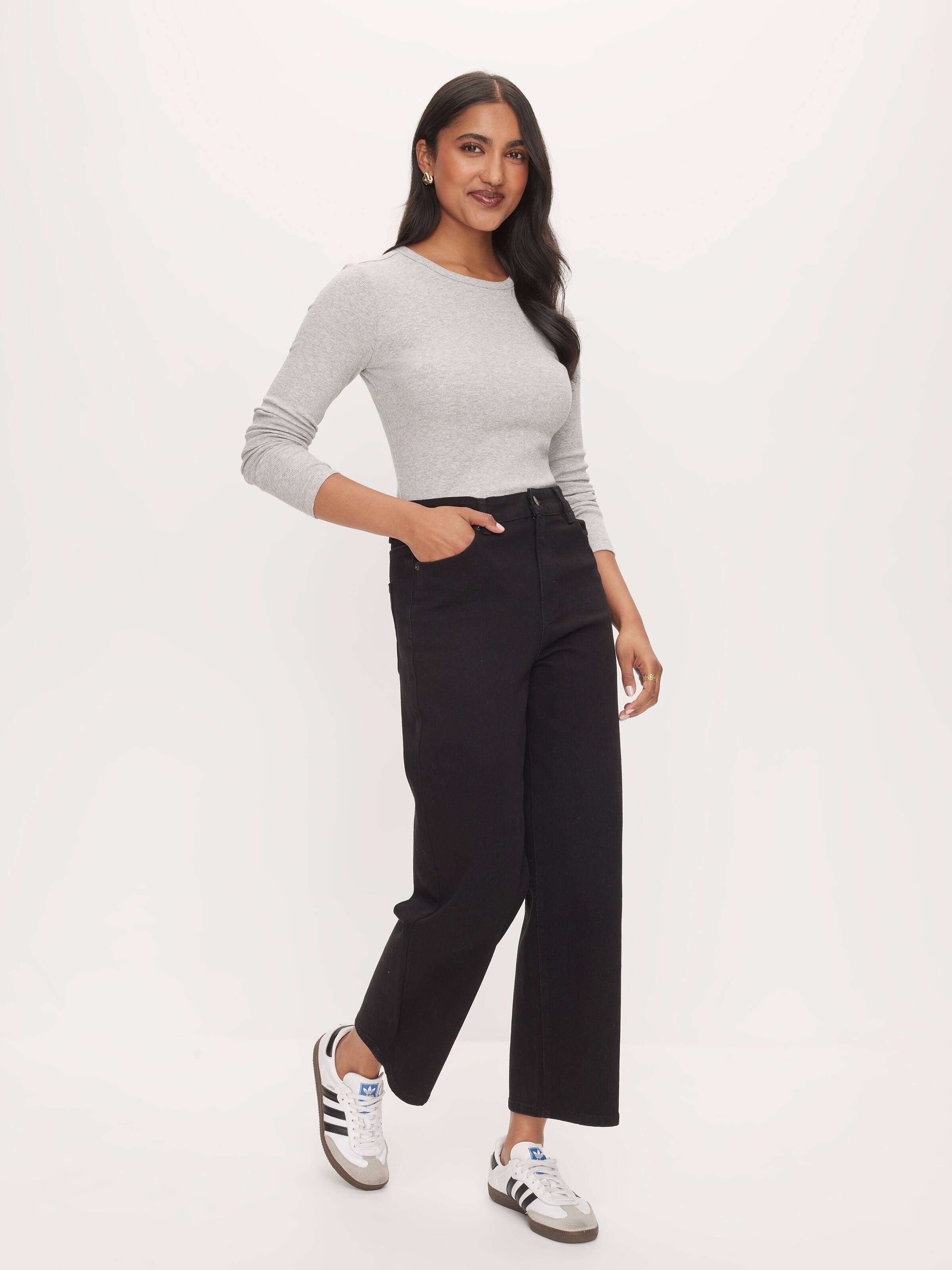 Rib Crew Neck Long Sleeve Top
