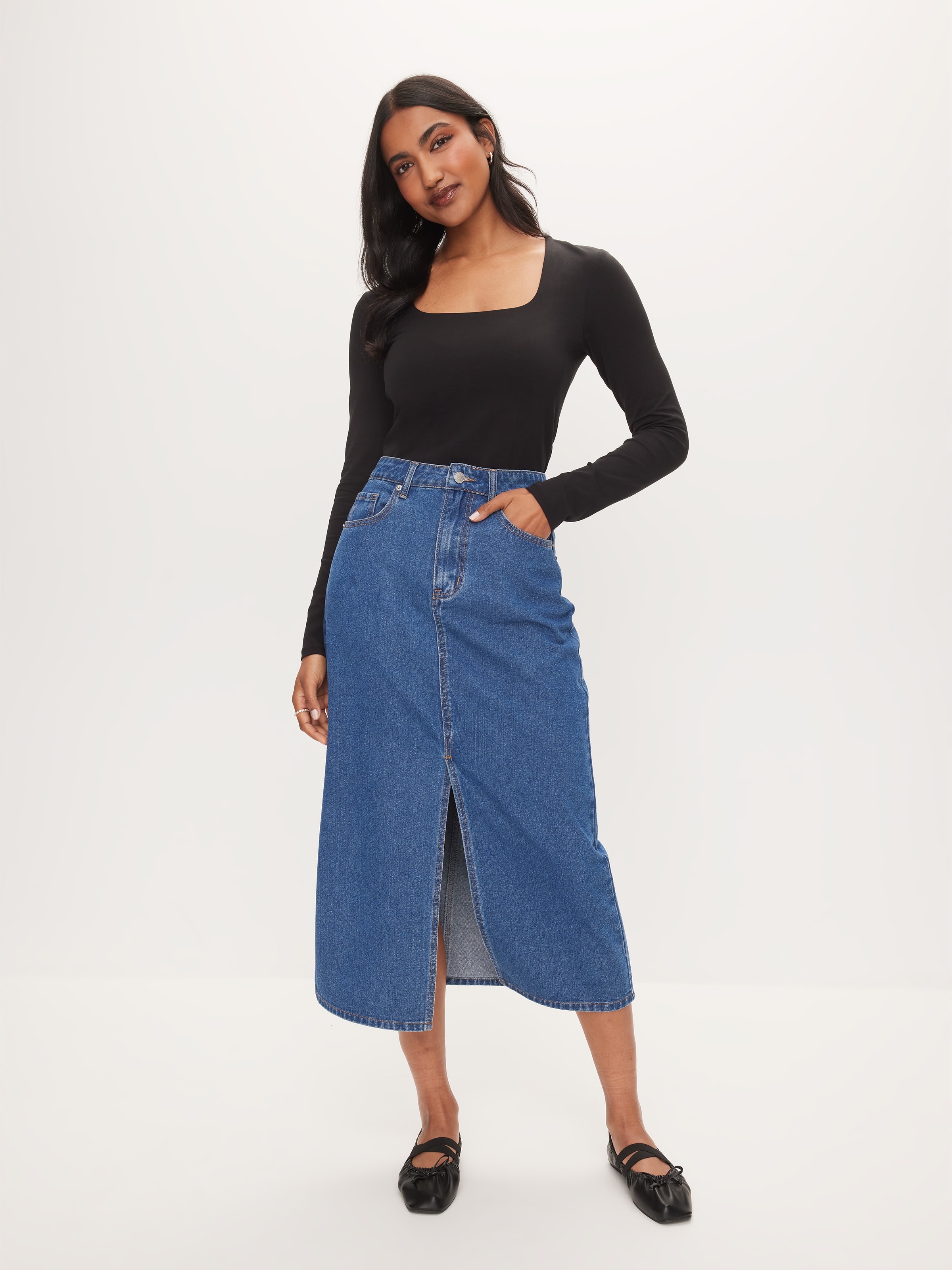 Square Neck Long Sleeve Top