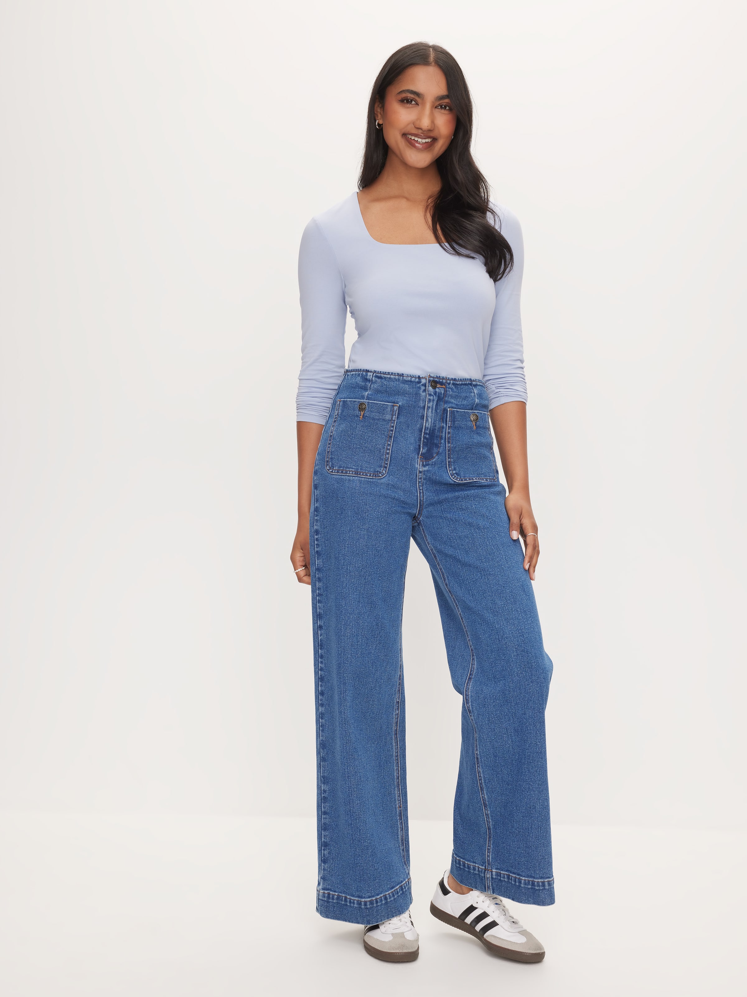 Square Neck Long Sleeve Top