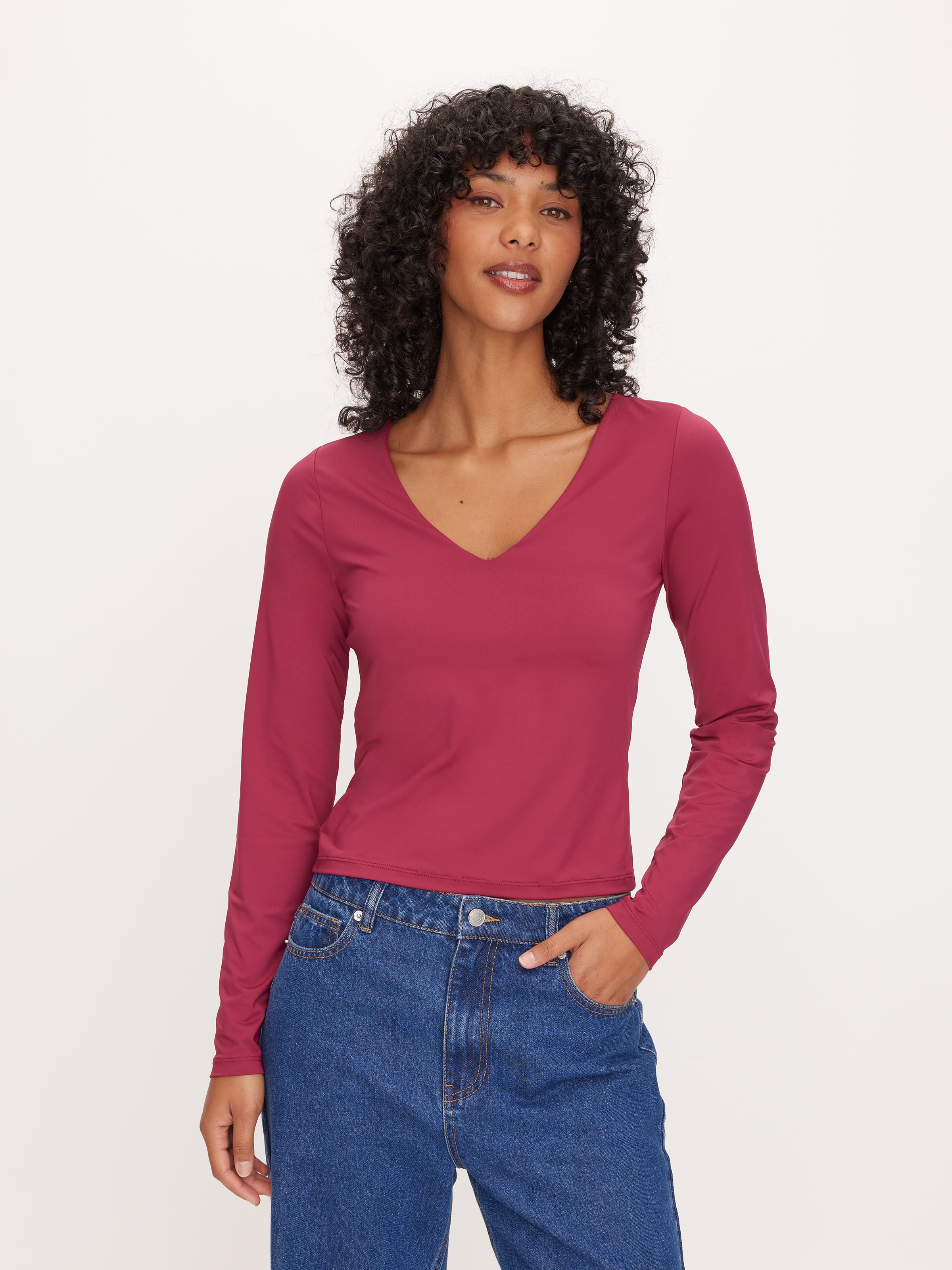 Super Soft V-Neck Long Sleeve Top