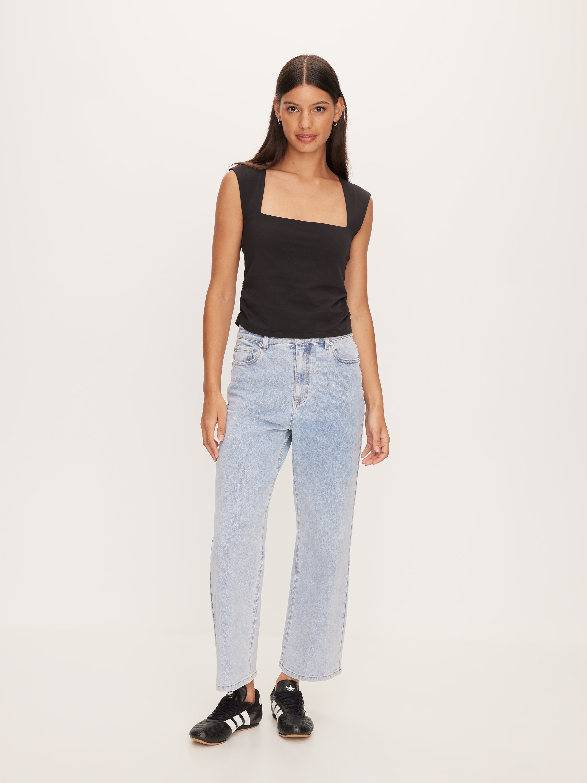 Ollie Open Neck Ruched Top