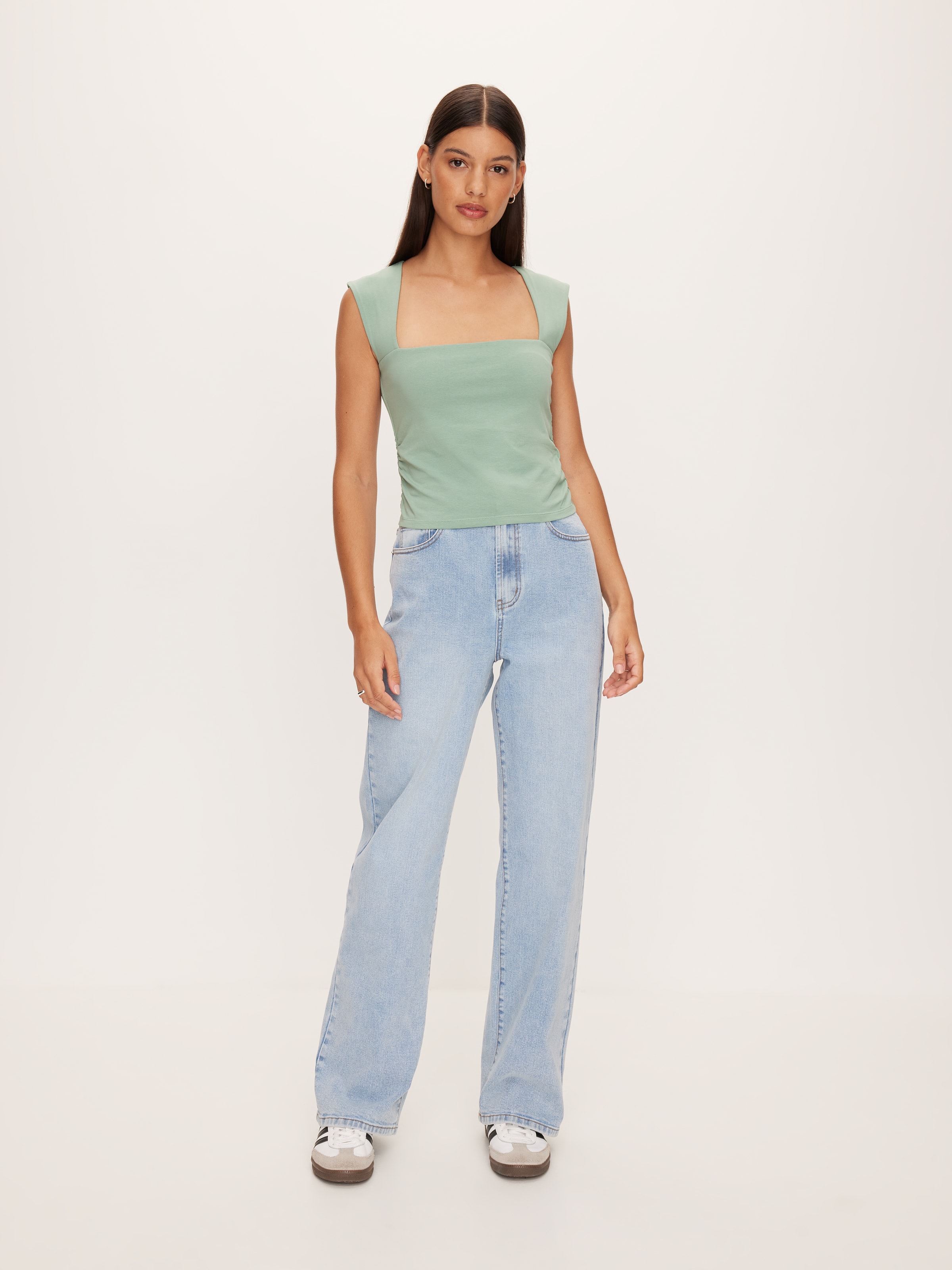 Ollie Open Neck Ruched Top