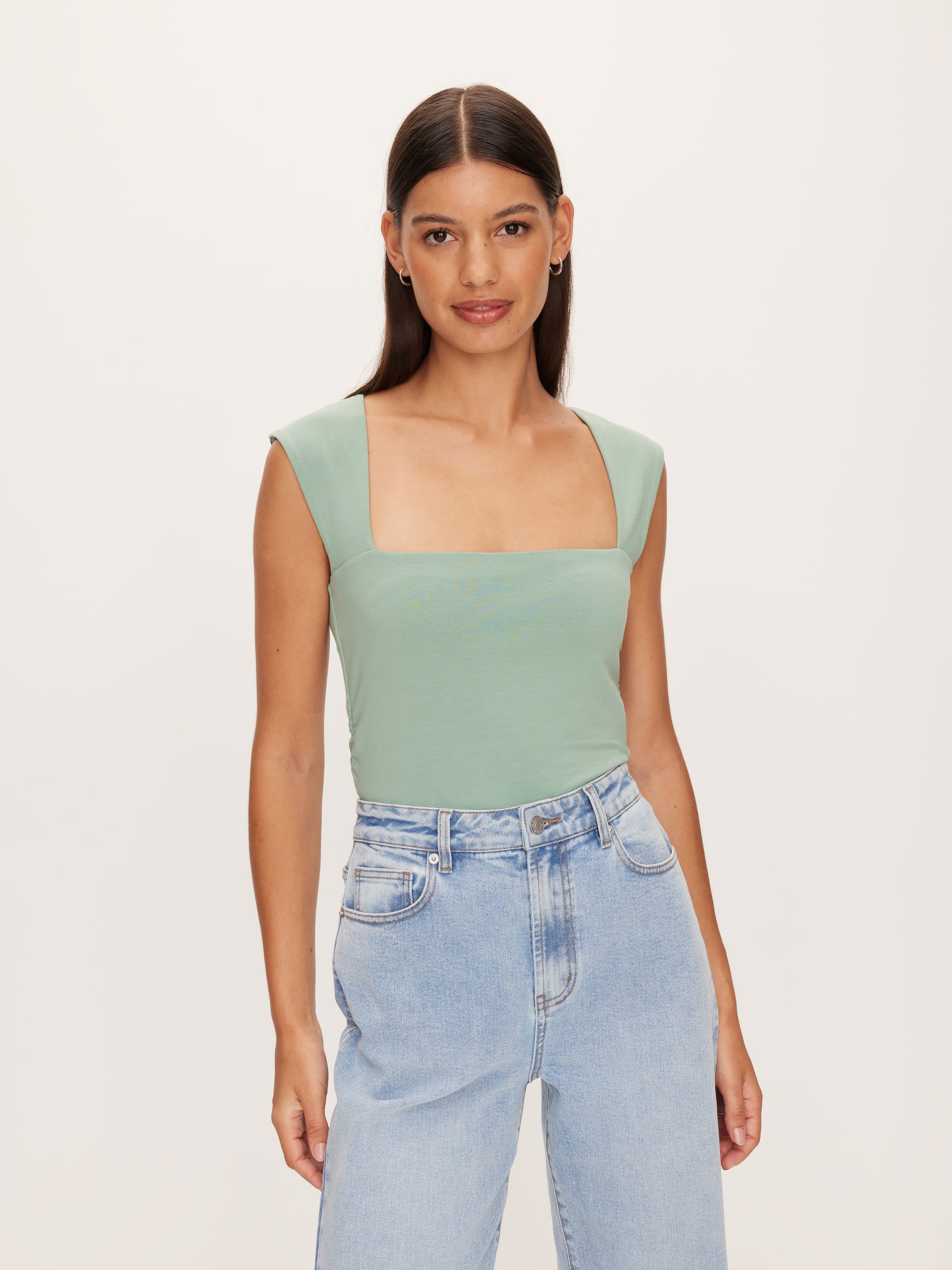 Ollie Open Neck Ruched Top
