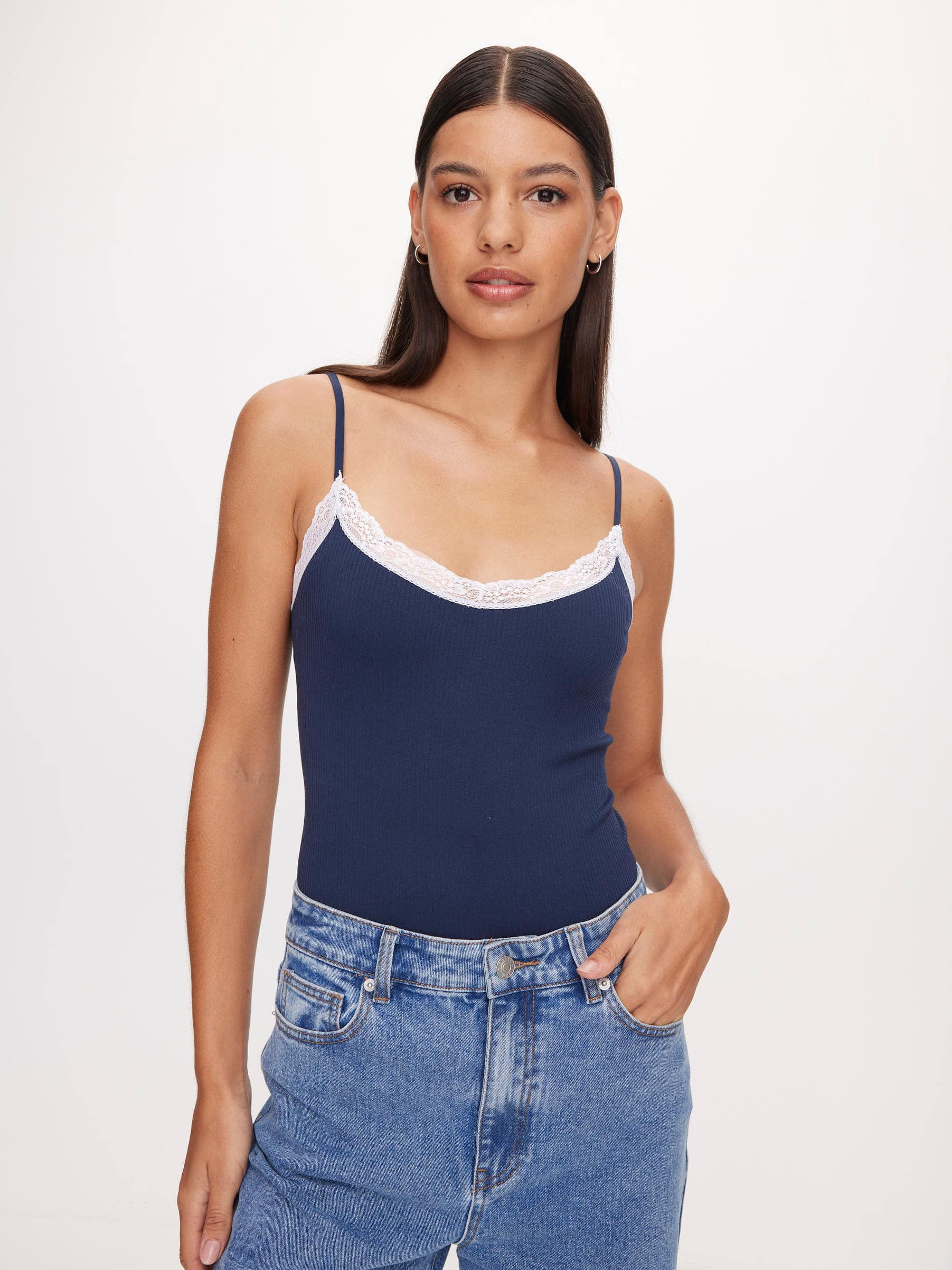 Seamfree Lace Trim Bodysuit