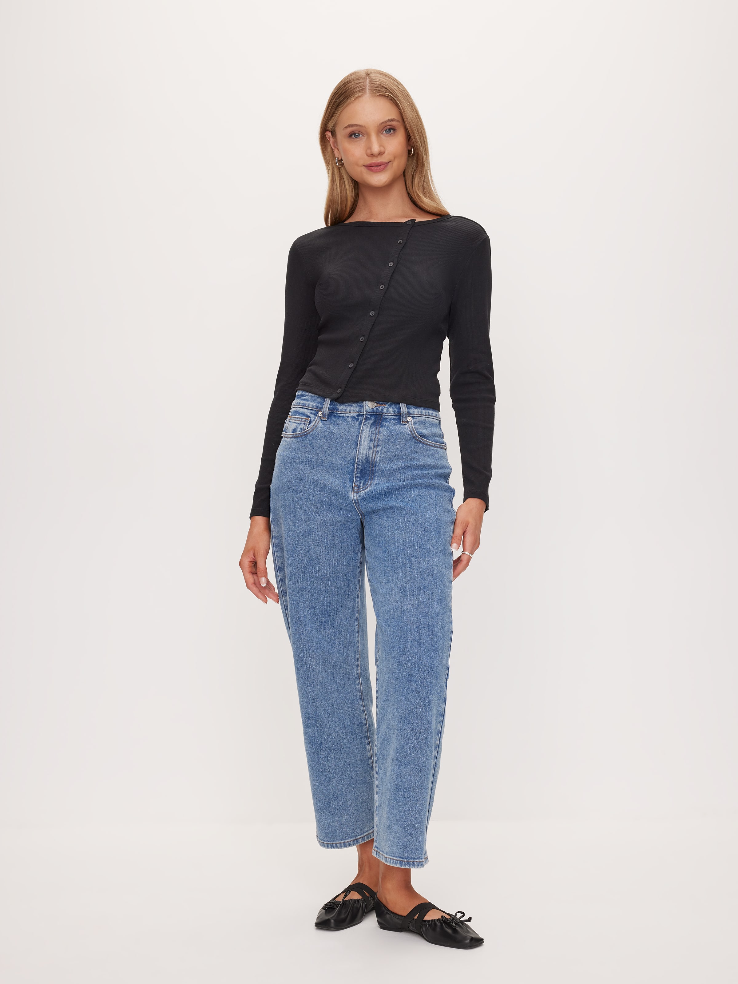 Off Centre Button Through Top