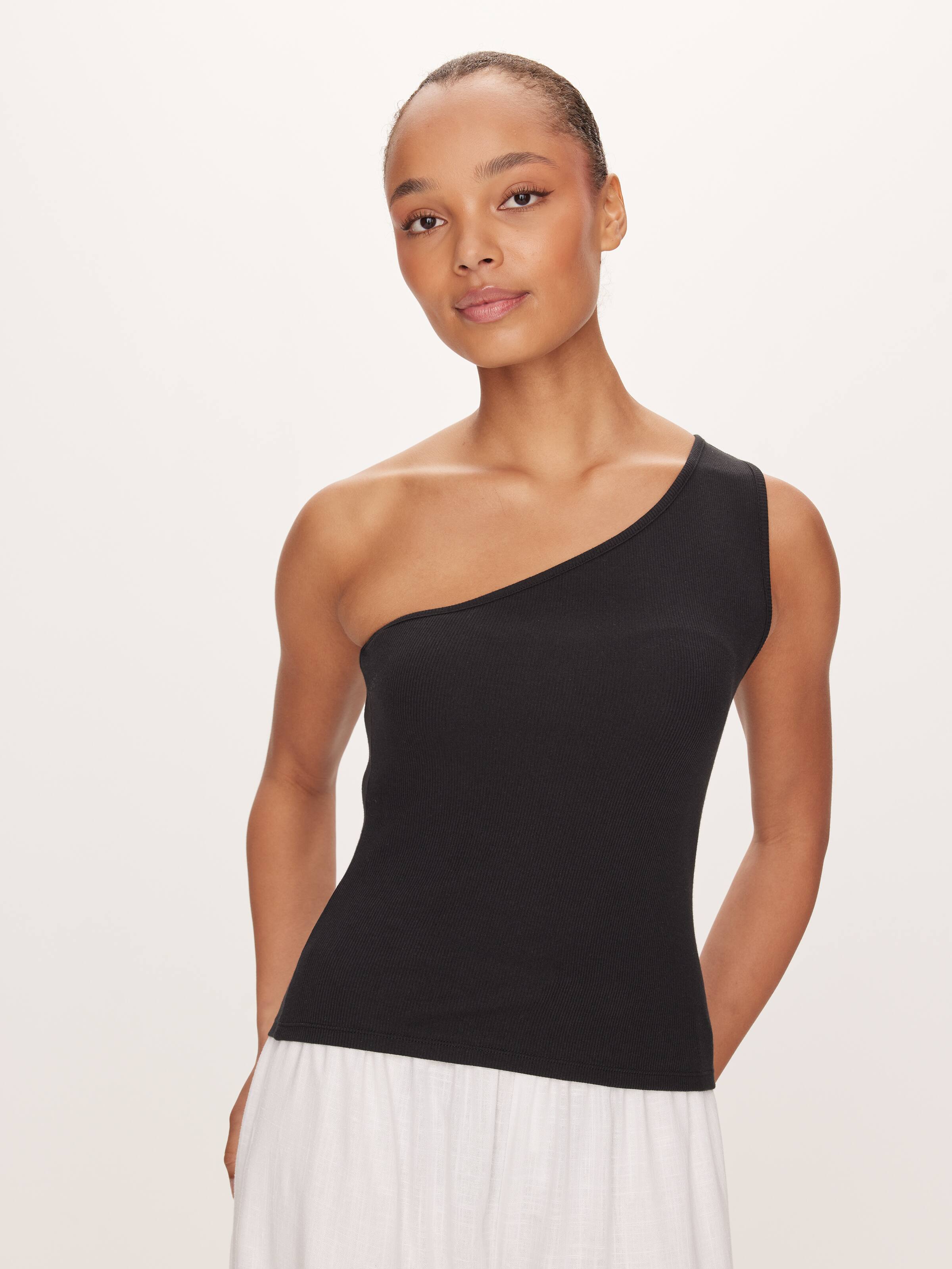 Bri One Shoulder Rib Top