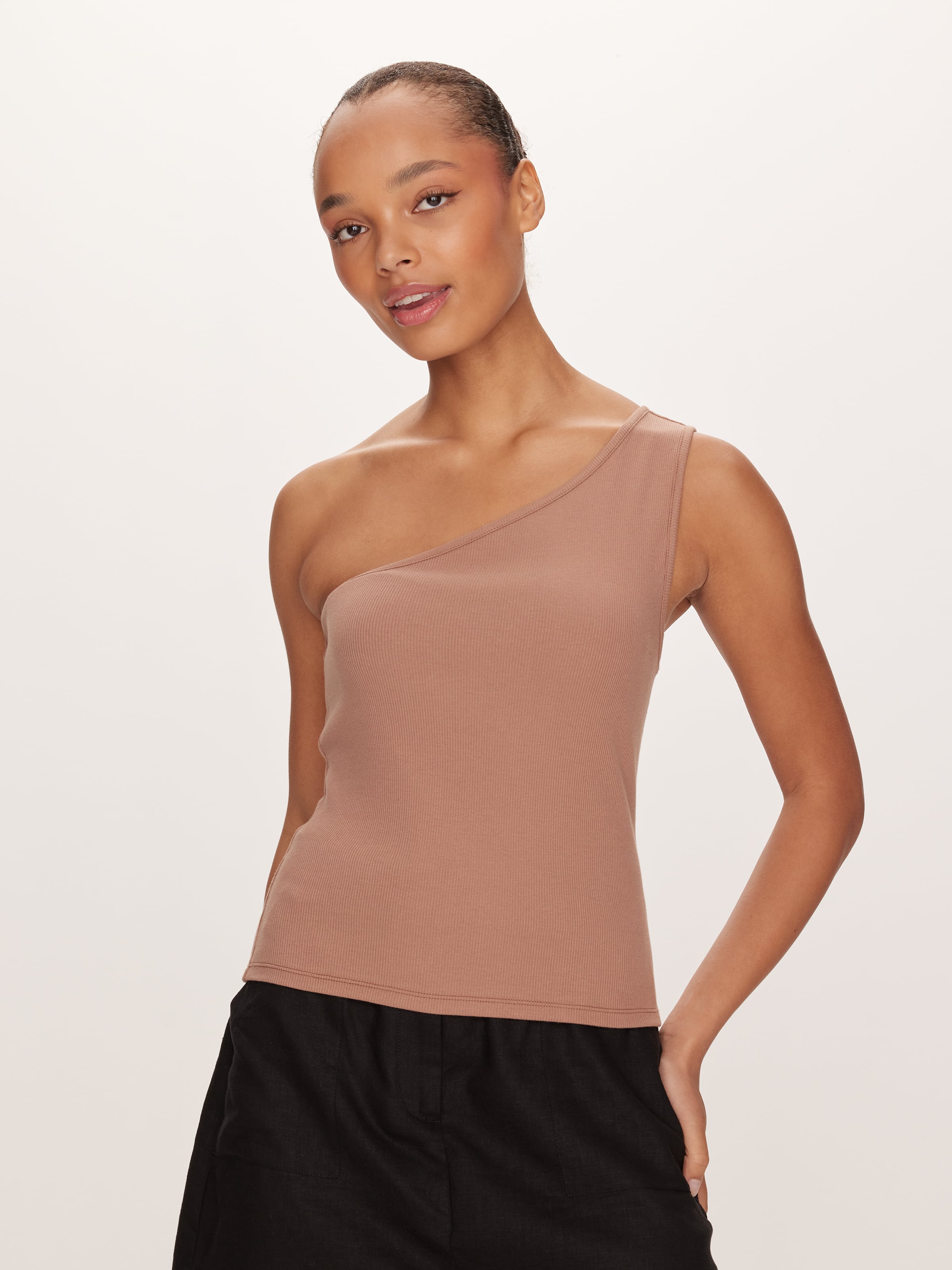 Bri One Shoulder Rib Top