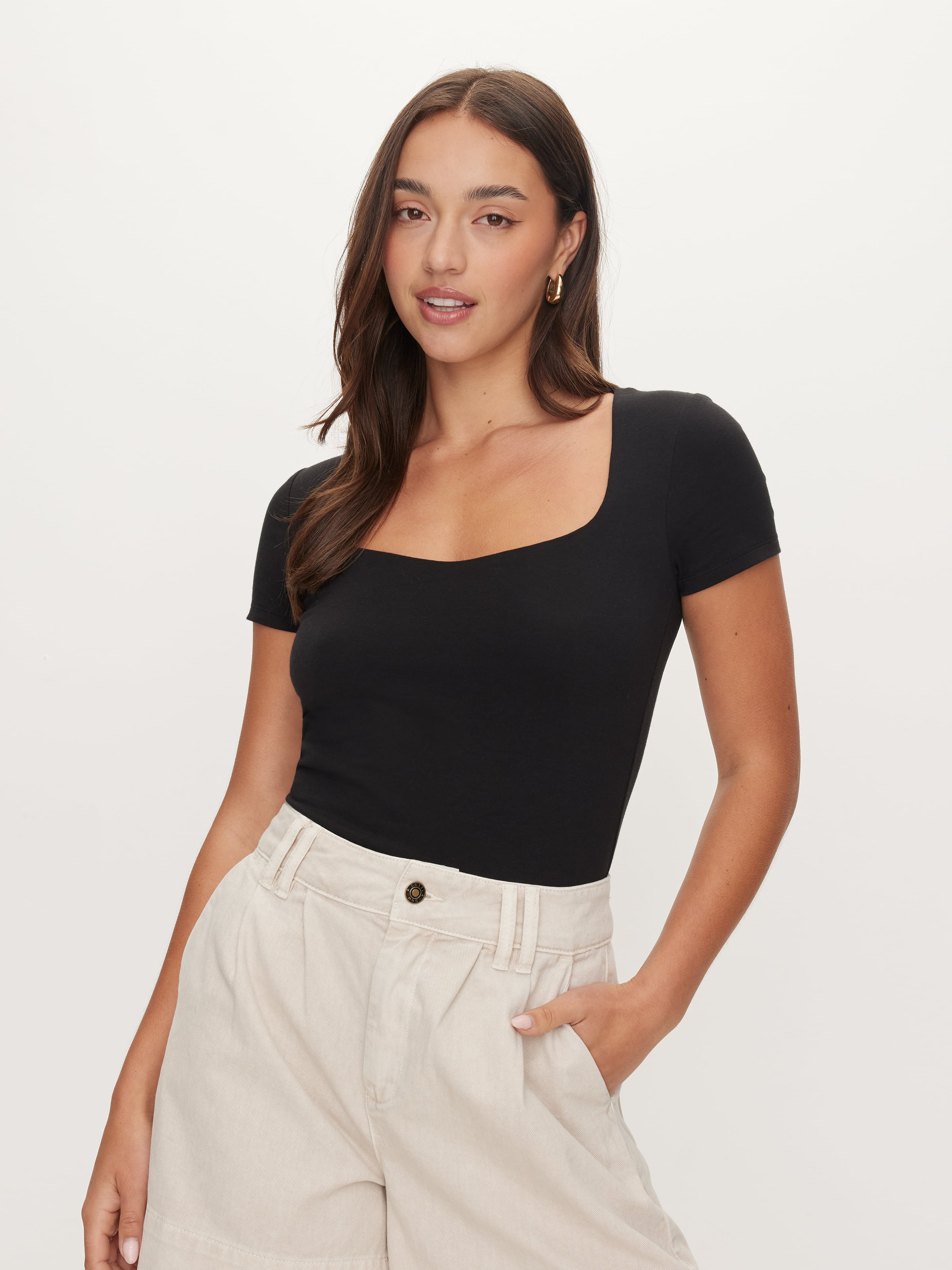 Square V-Neck Short Sleeve Tee