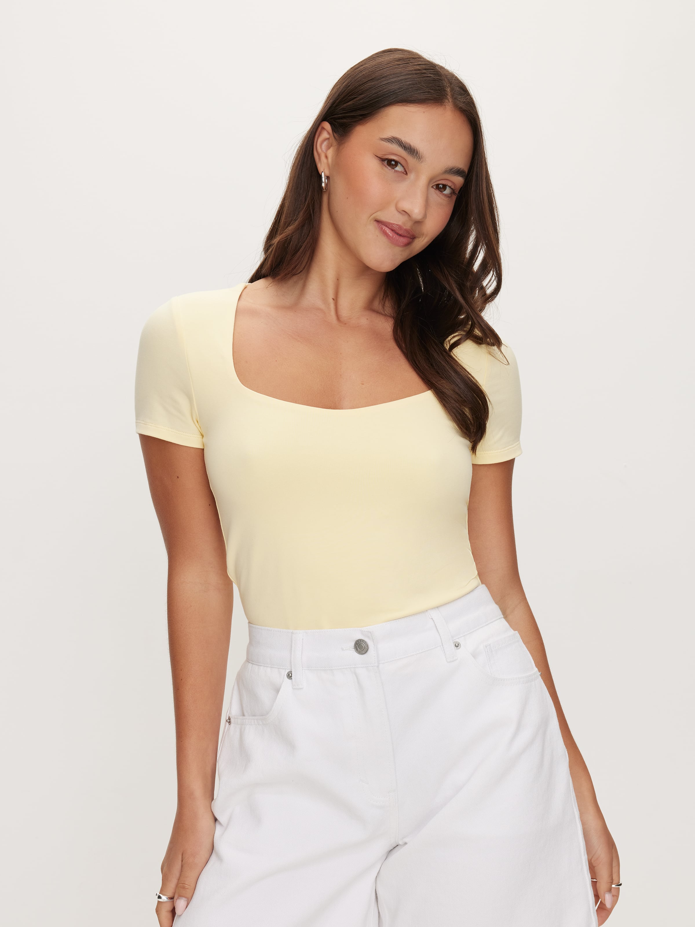 Square V-Neck Short Sleeve Tee