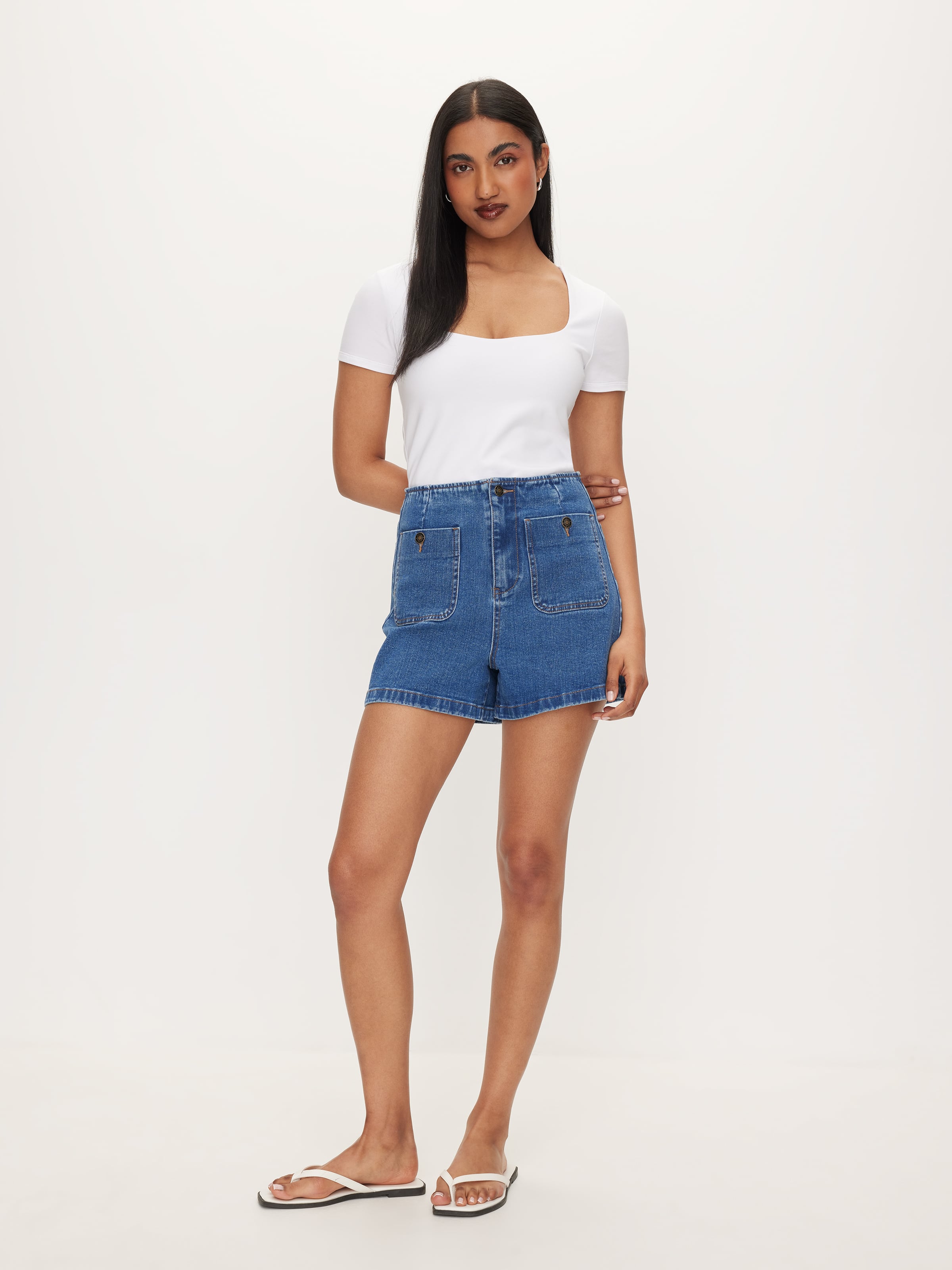 Square V-Neck Short Sleeve Tee