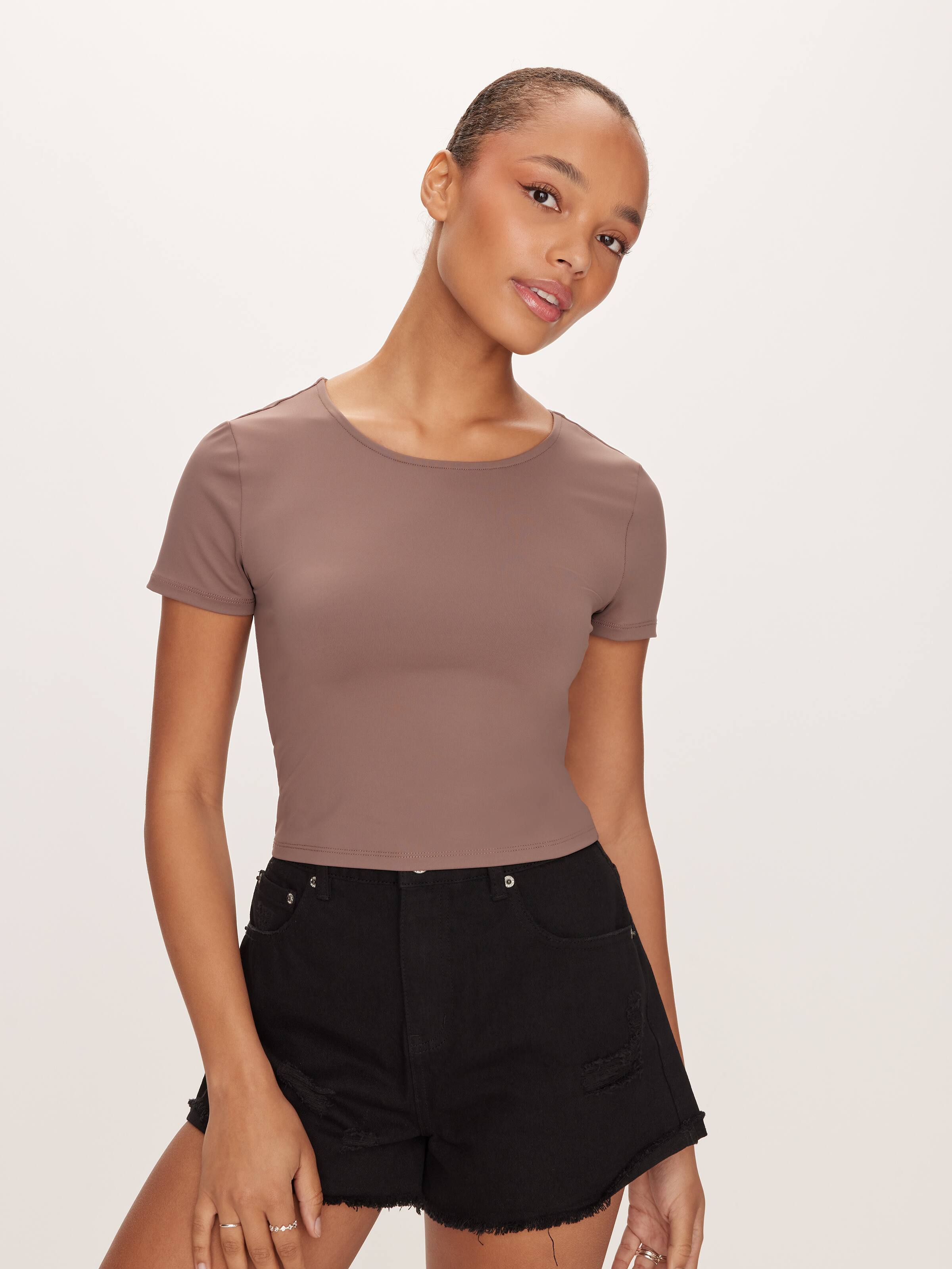 Super Soft V-Neck Crop Tee