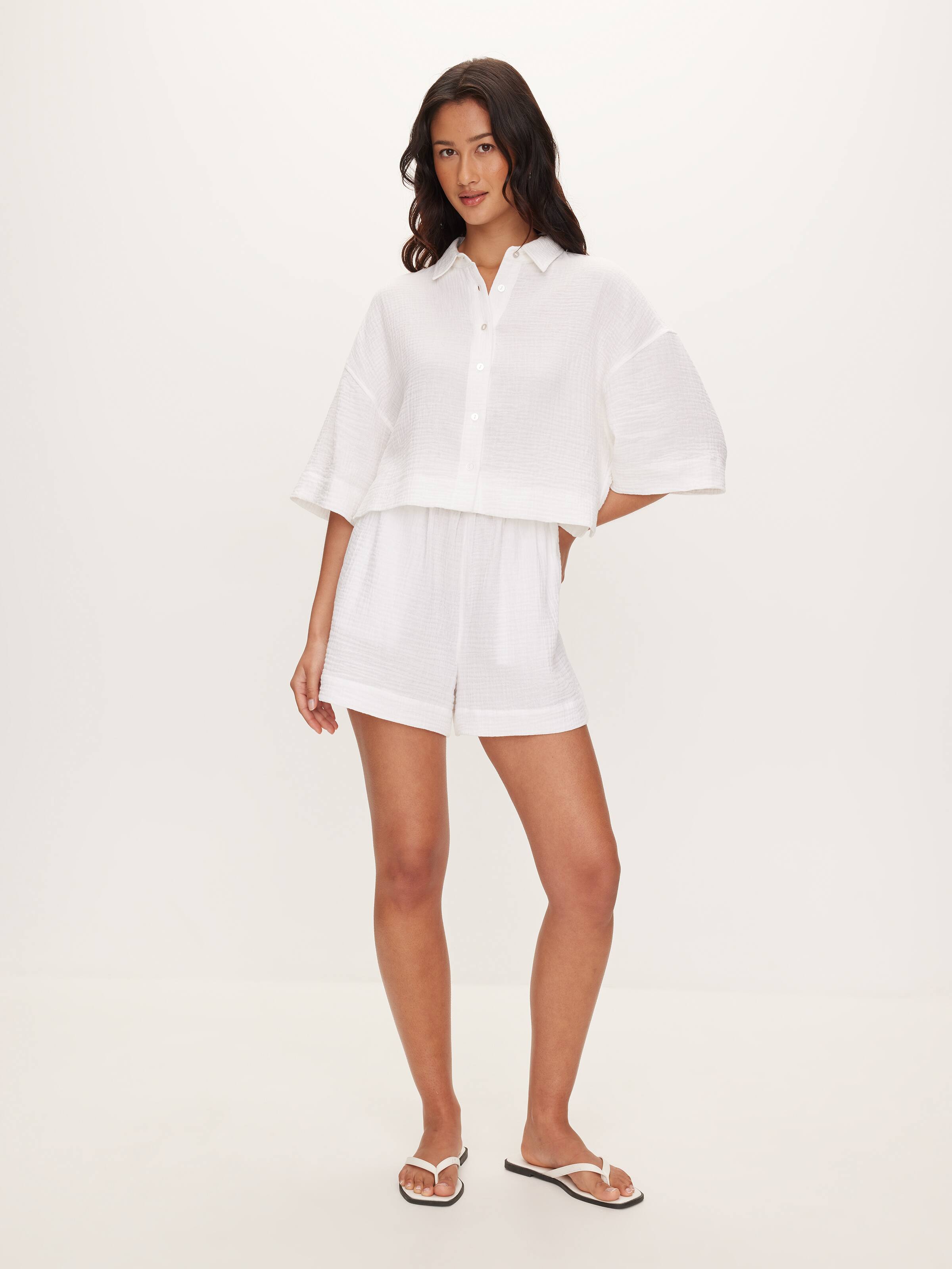 Mina Short Sleeve Cotton Waffle Shirt