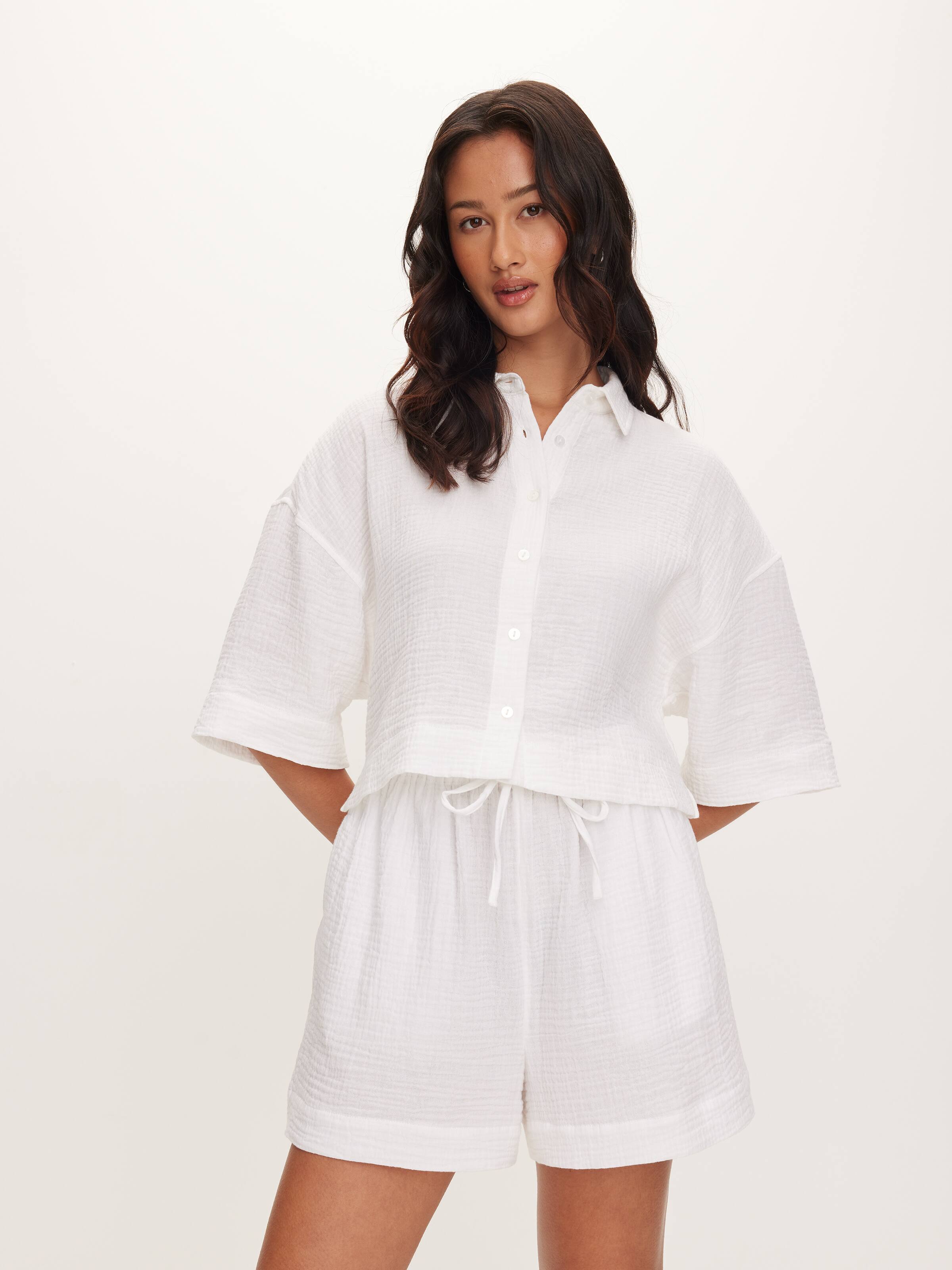 Mina Short Sleeve Cotton Waffle Shirt