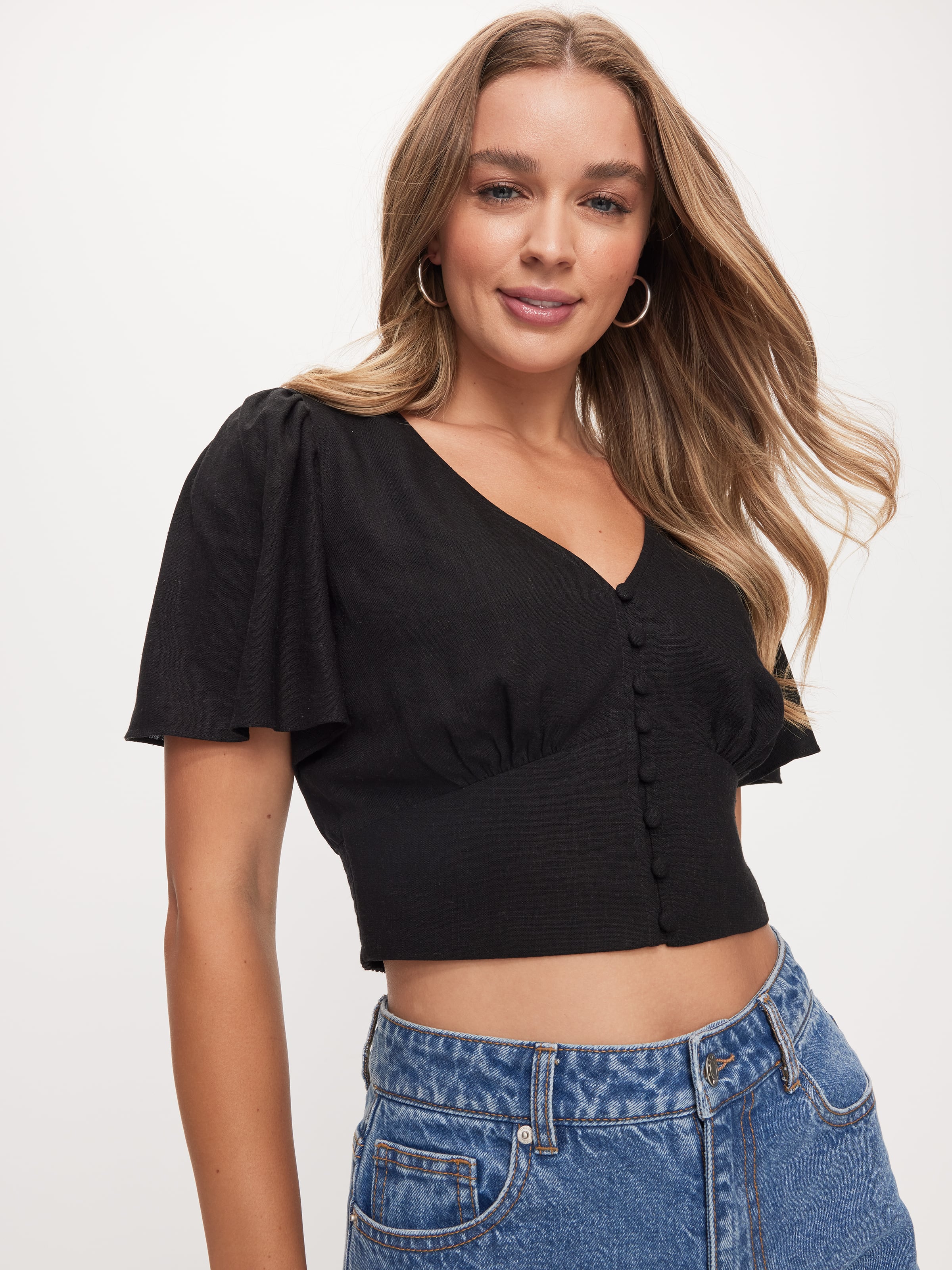 Ladies black sale casual tops