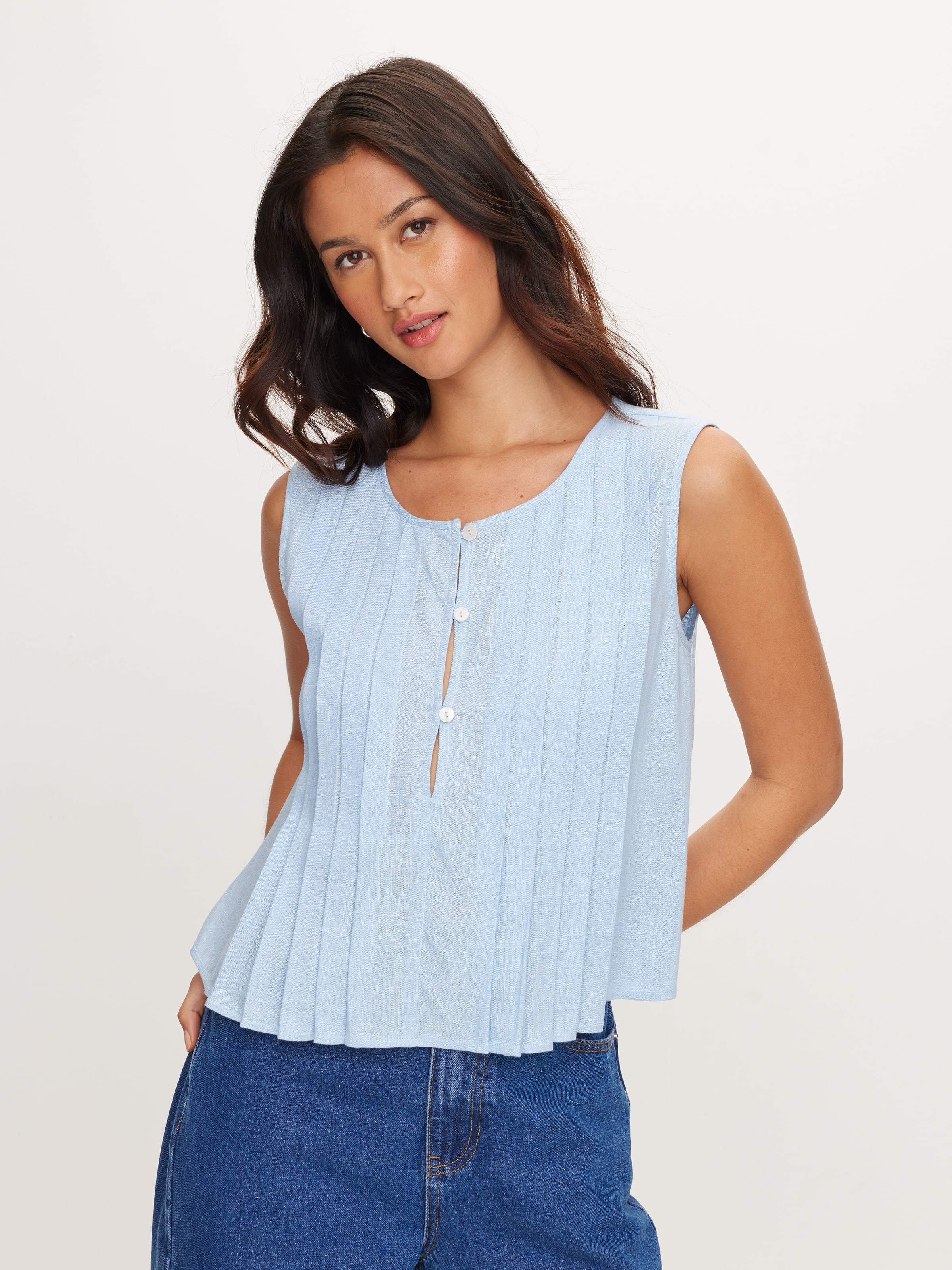 Helena Pleated Sleeveless Top