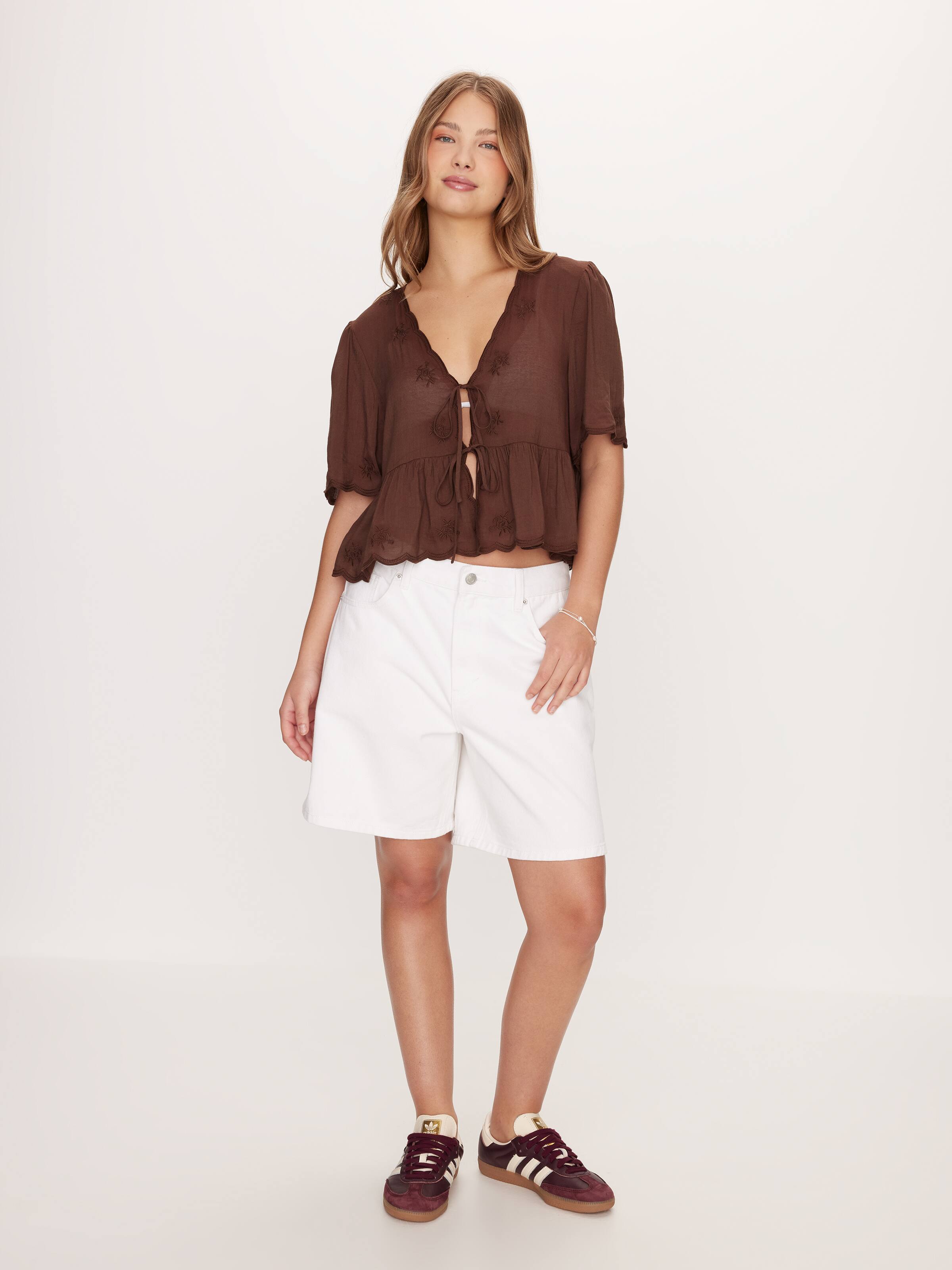 Perry Tie Front Short Sleeve Top