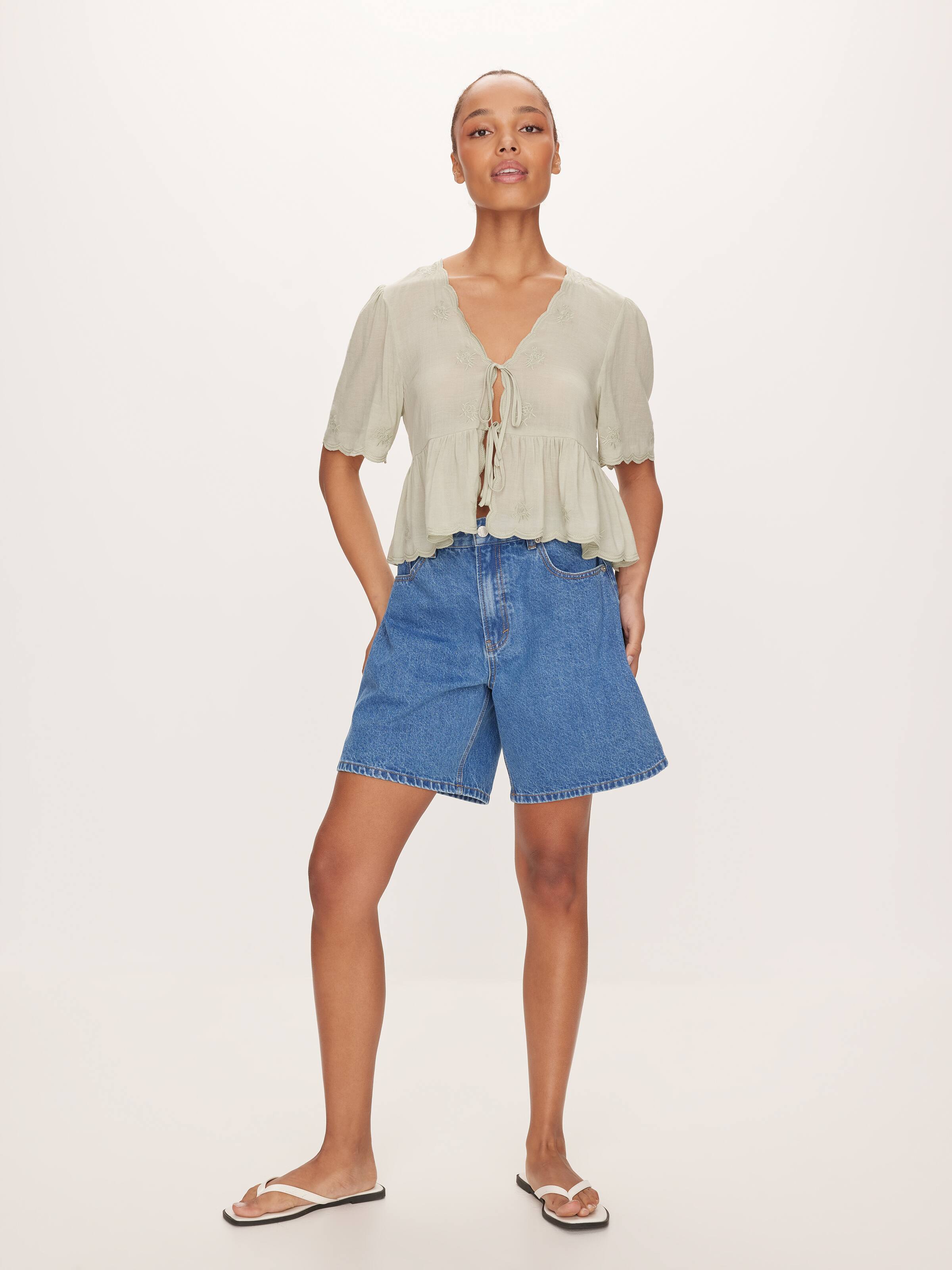 Perry Tie Front Short Sleeve Top