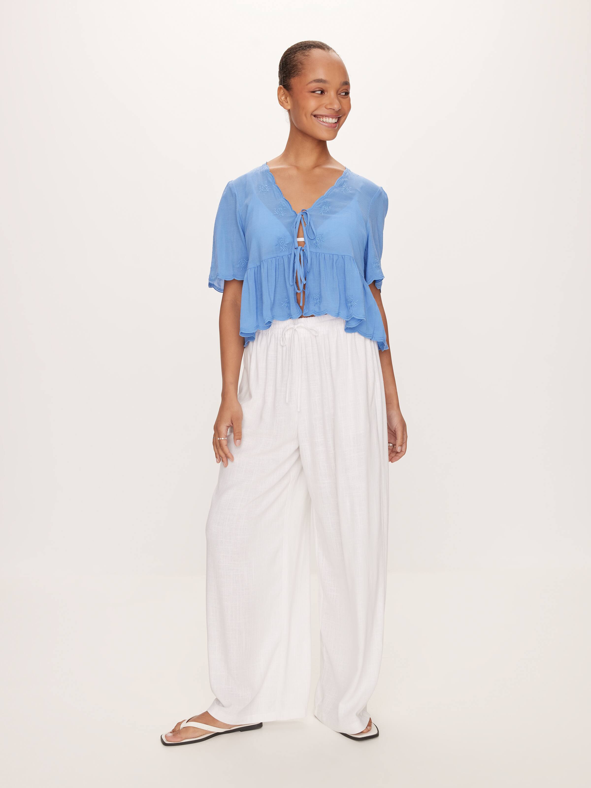 Perry Tie Front Short Sleeve Top