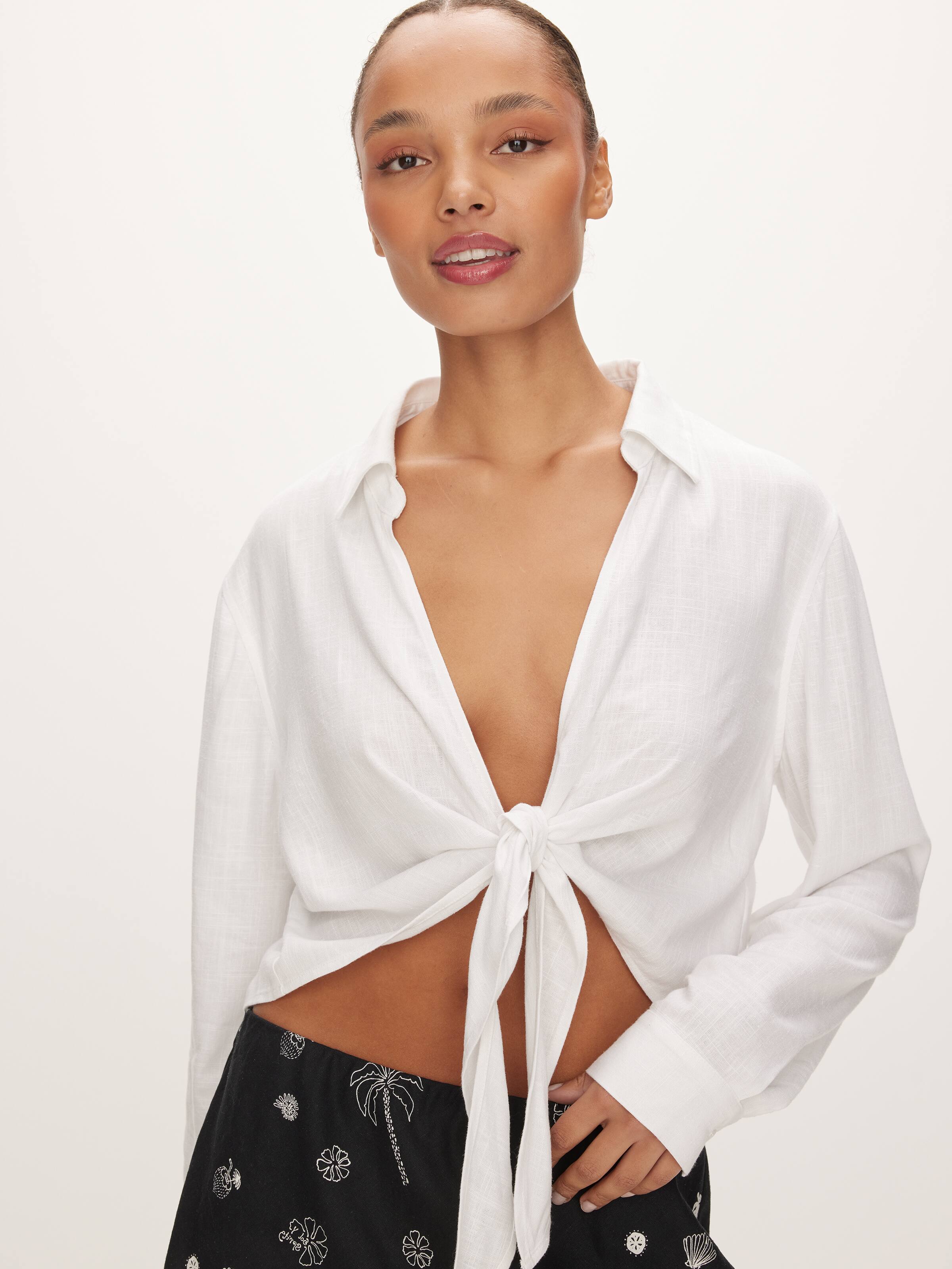 Tiffany Tie Front Long Sleeve Shirt