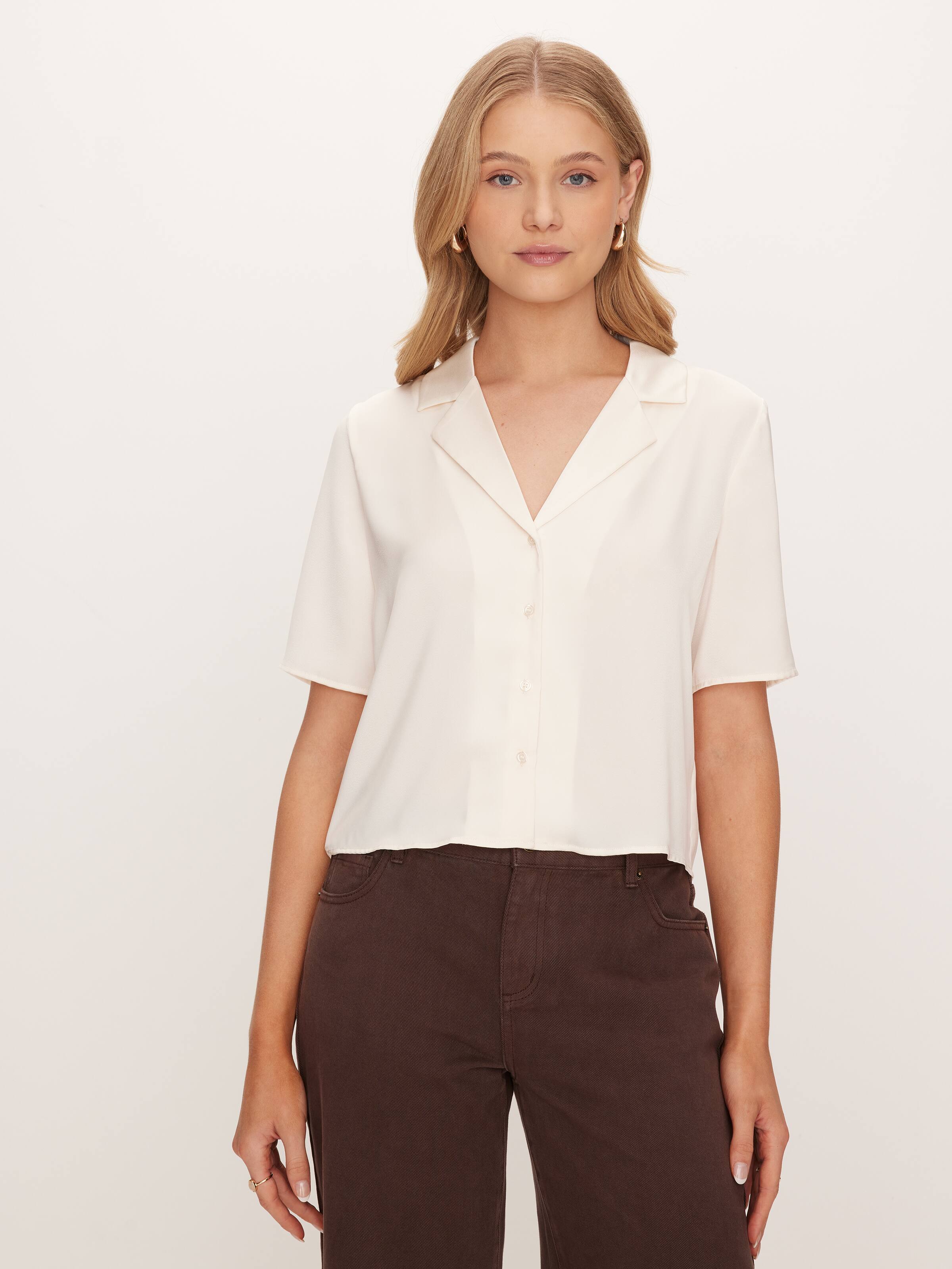 Sabrina Short Sleeve Satin Shirt