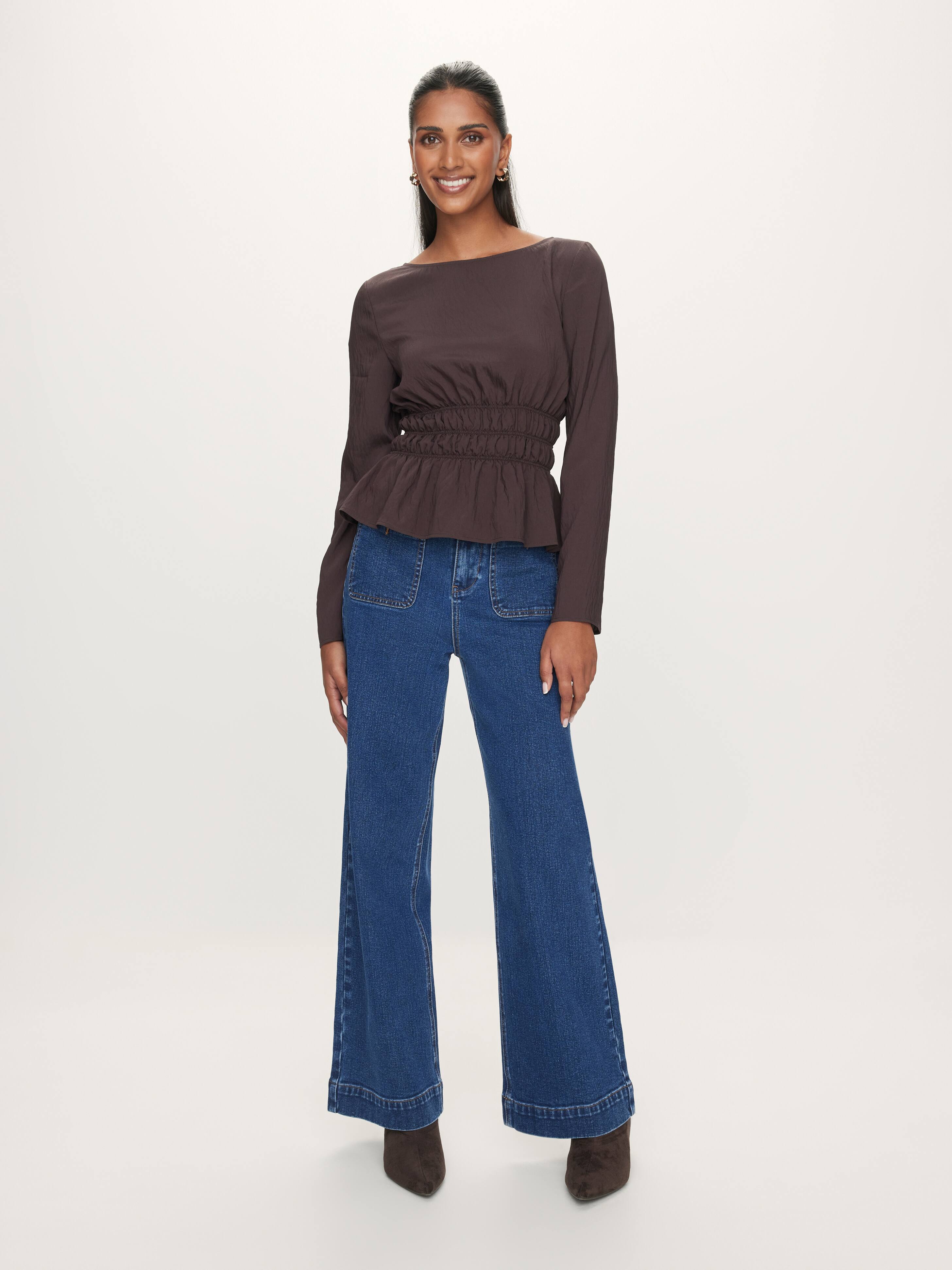 Lainey Long Sleeve Shirred Top