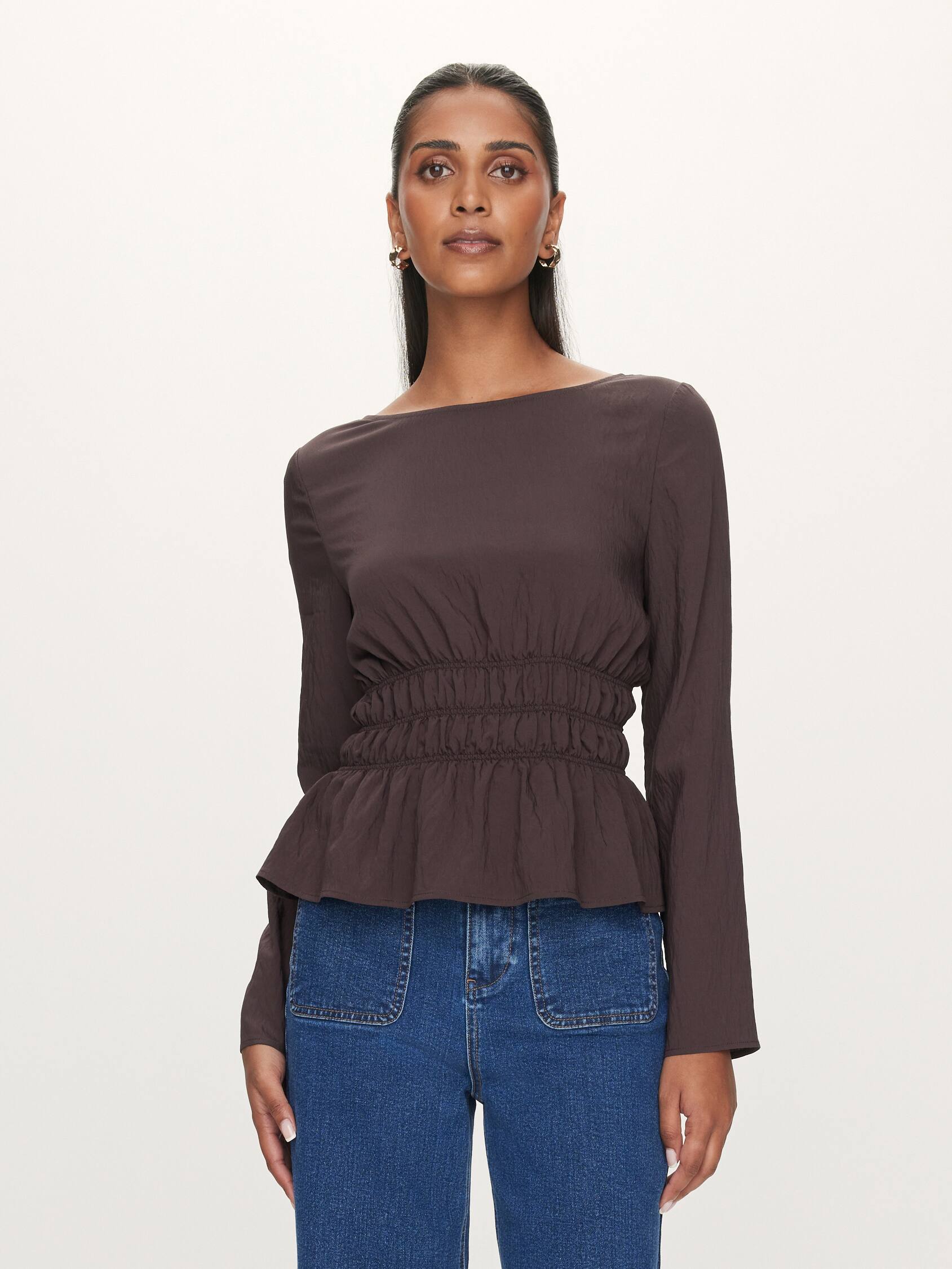 Lainey Long Sleeve Shirred Top