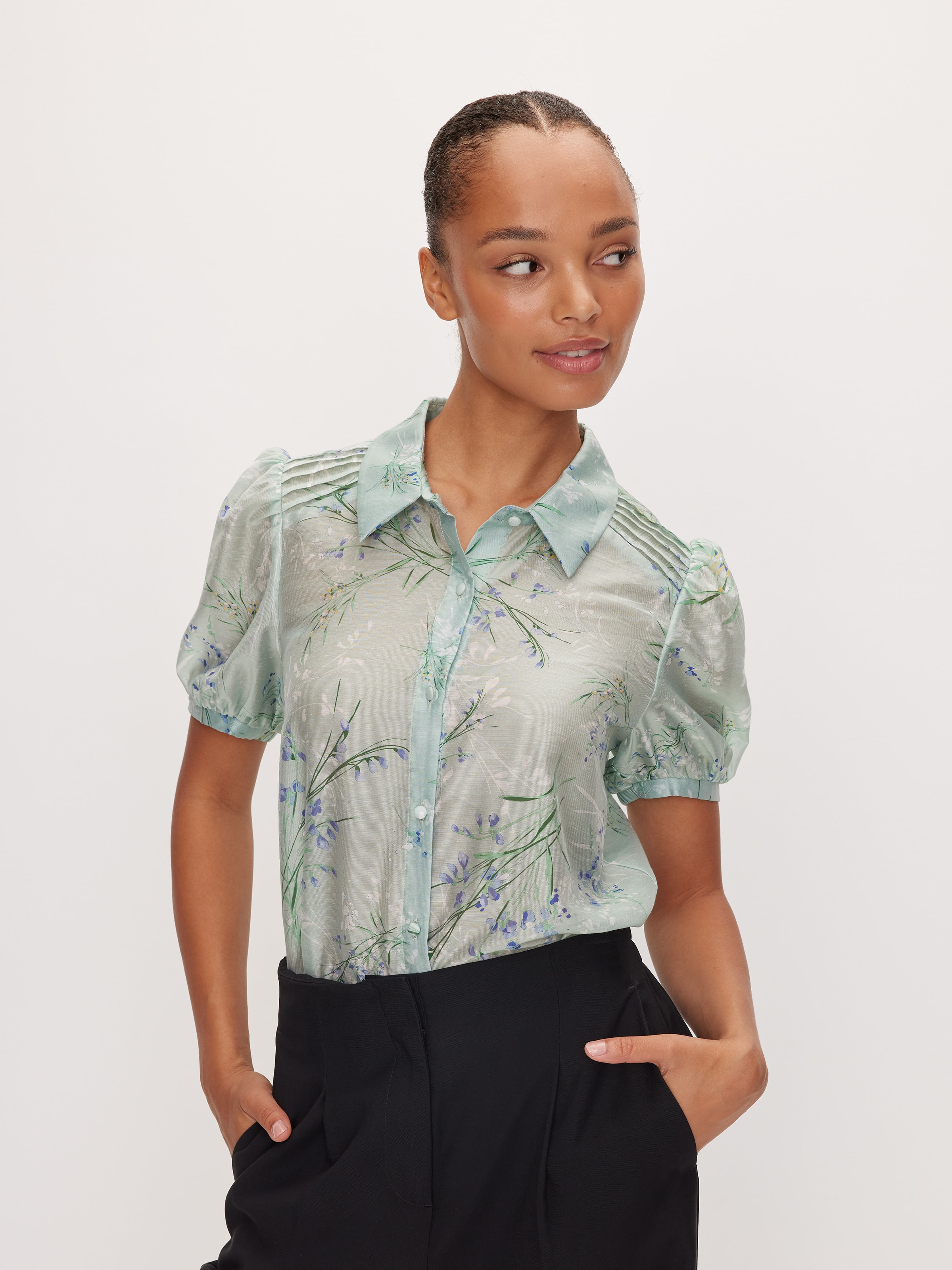 Hani Sheer Printed Short Sleeve Shirt