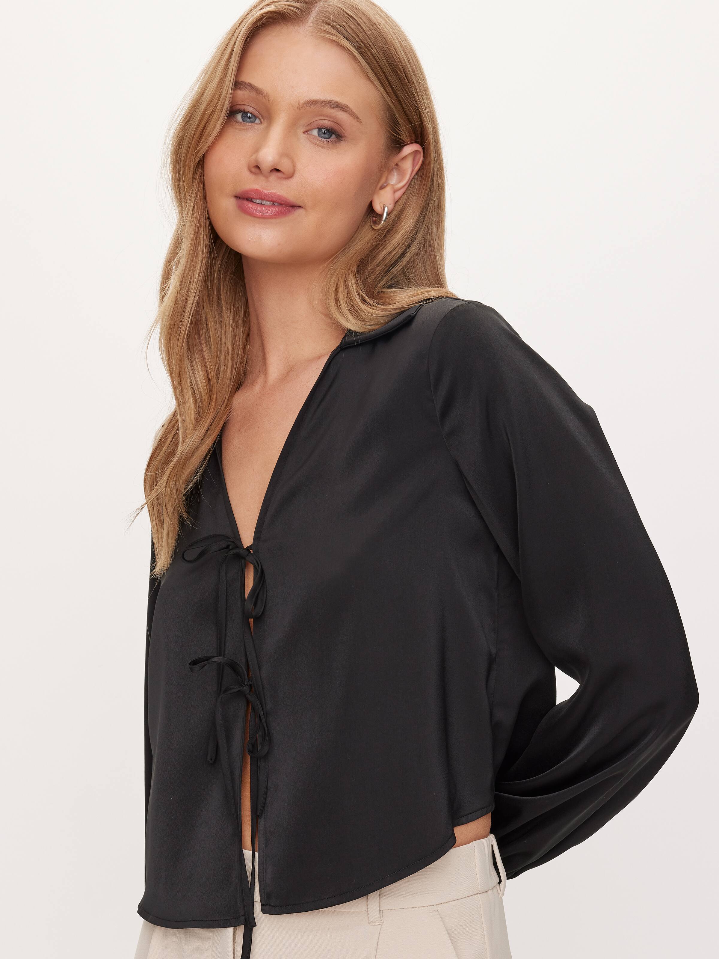 Lena Satin Tie Front Shirt