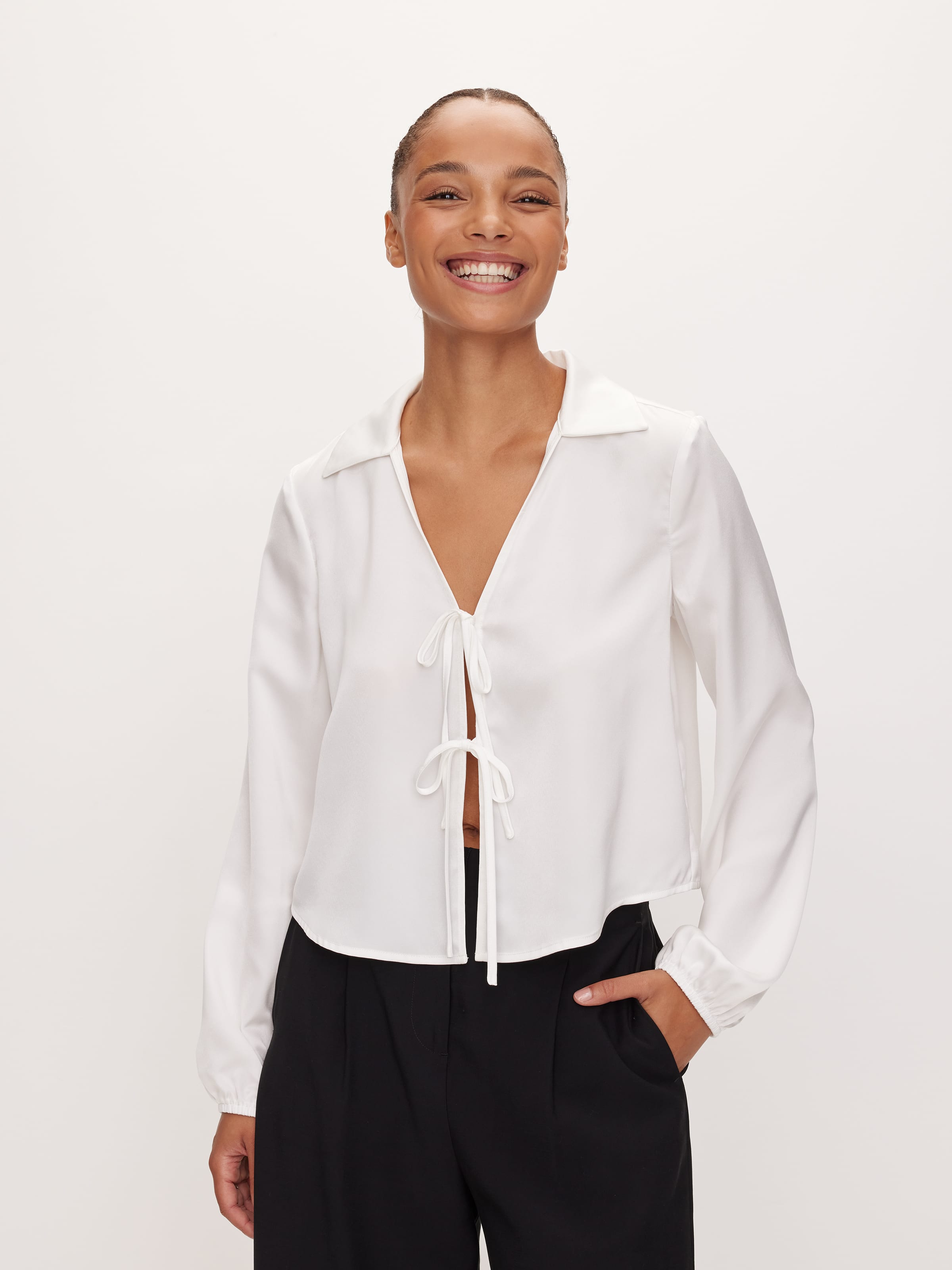 Lena Satin Tie Frontshirt