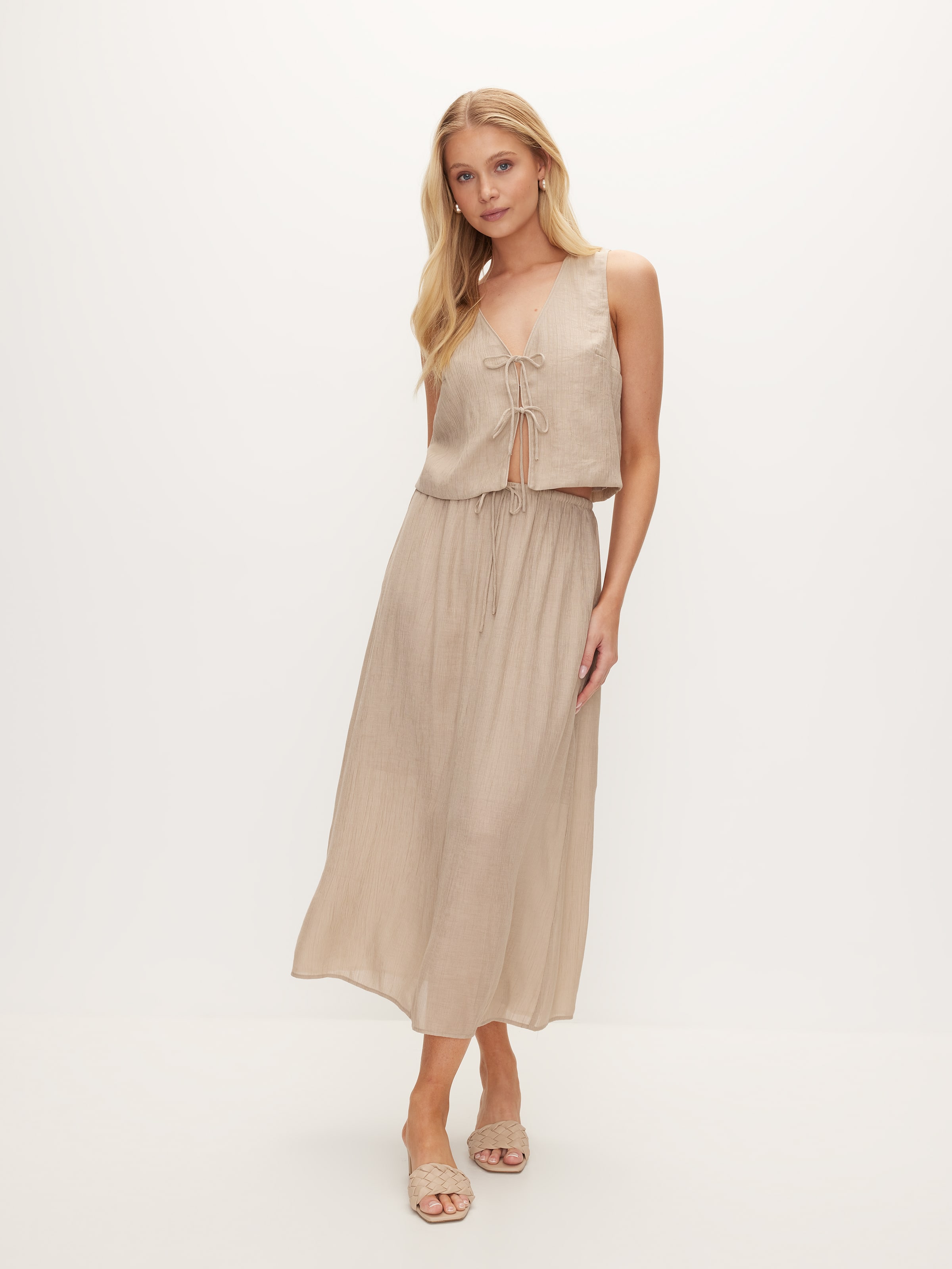 Tia Textured Tie Top