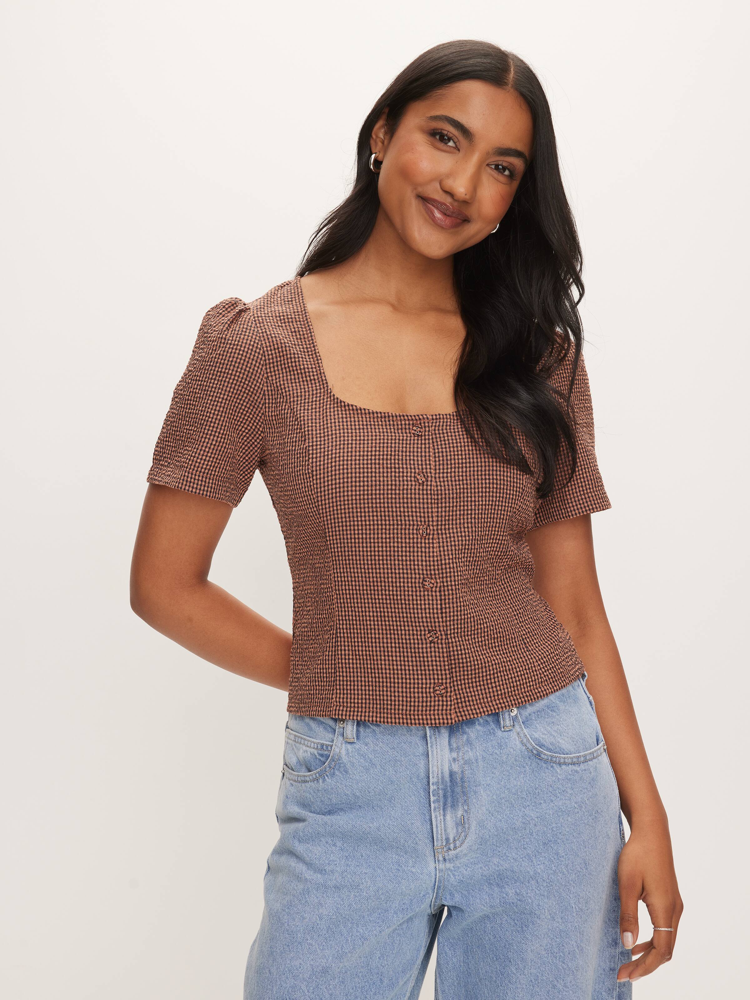 Jade Short Sleeve Sweetheart Top