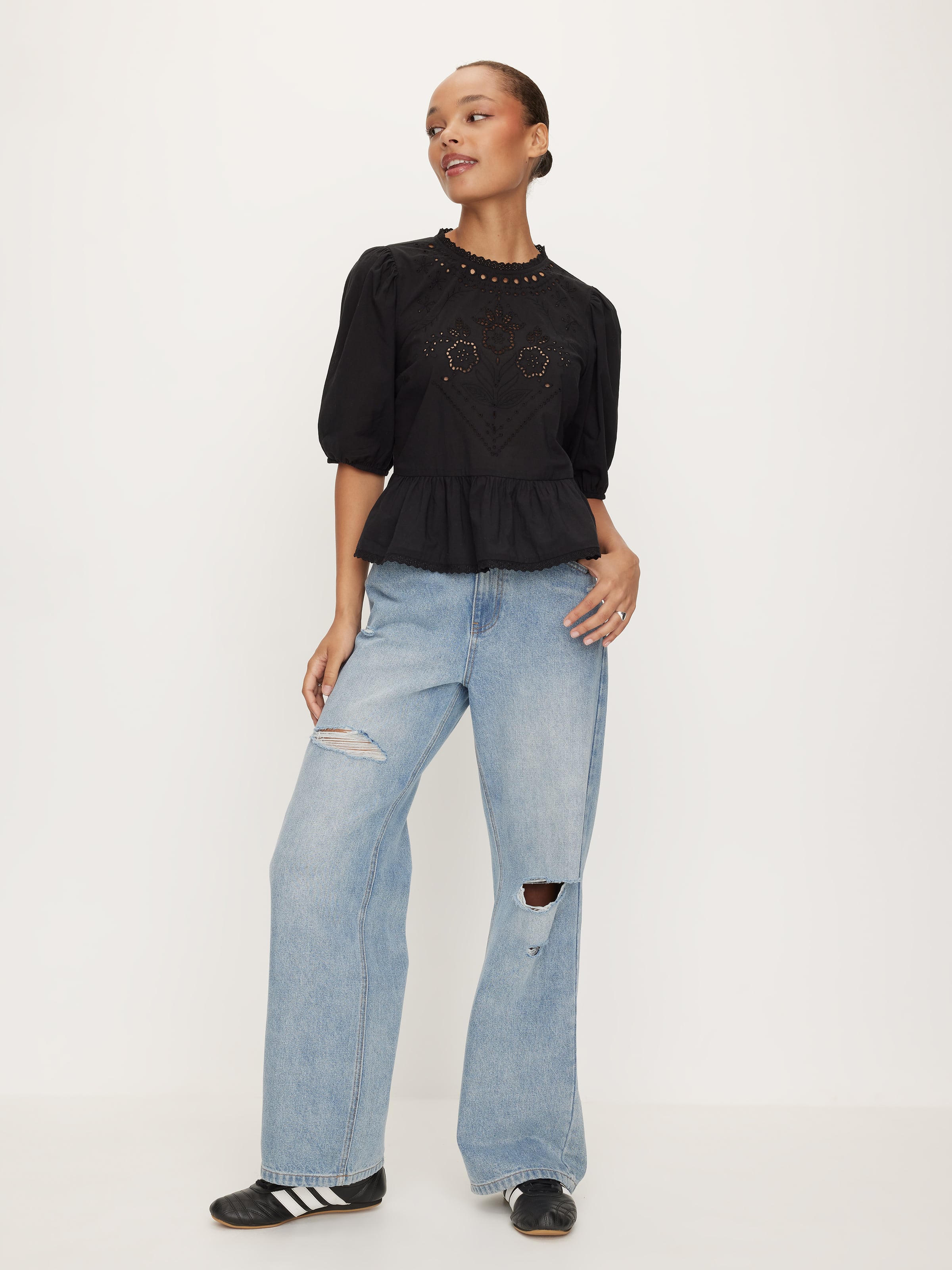 Romy Broderie Frill Hem Top