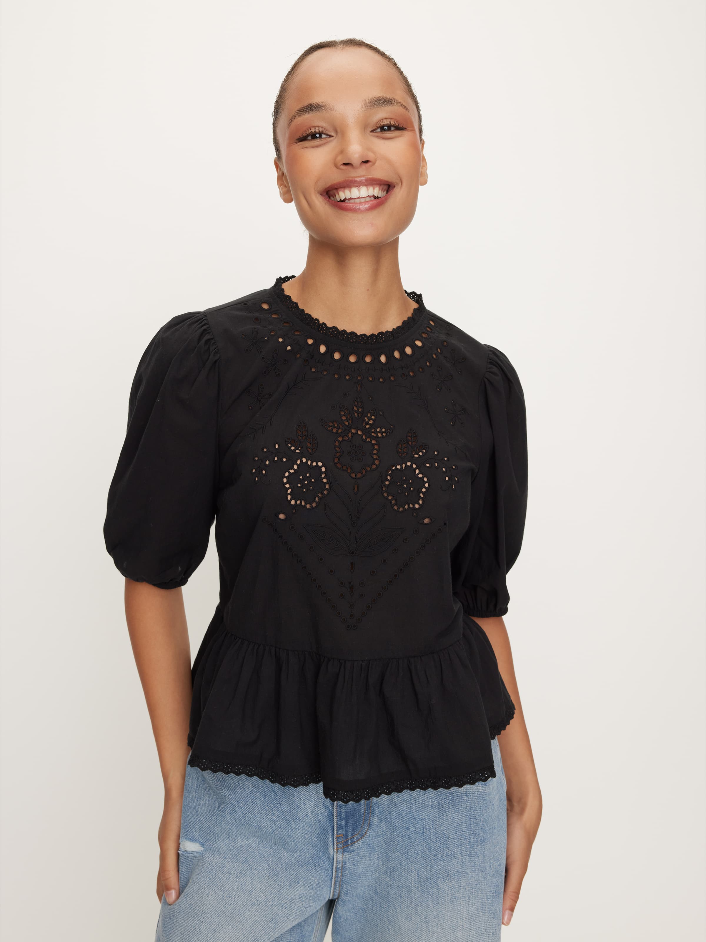 Romy Broderie Frill Hem Top
