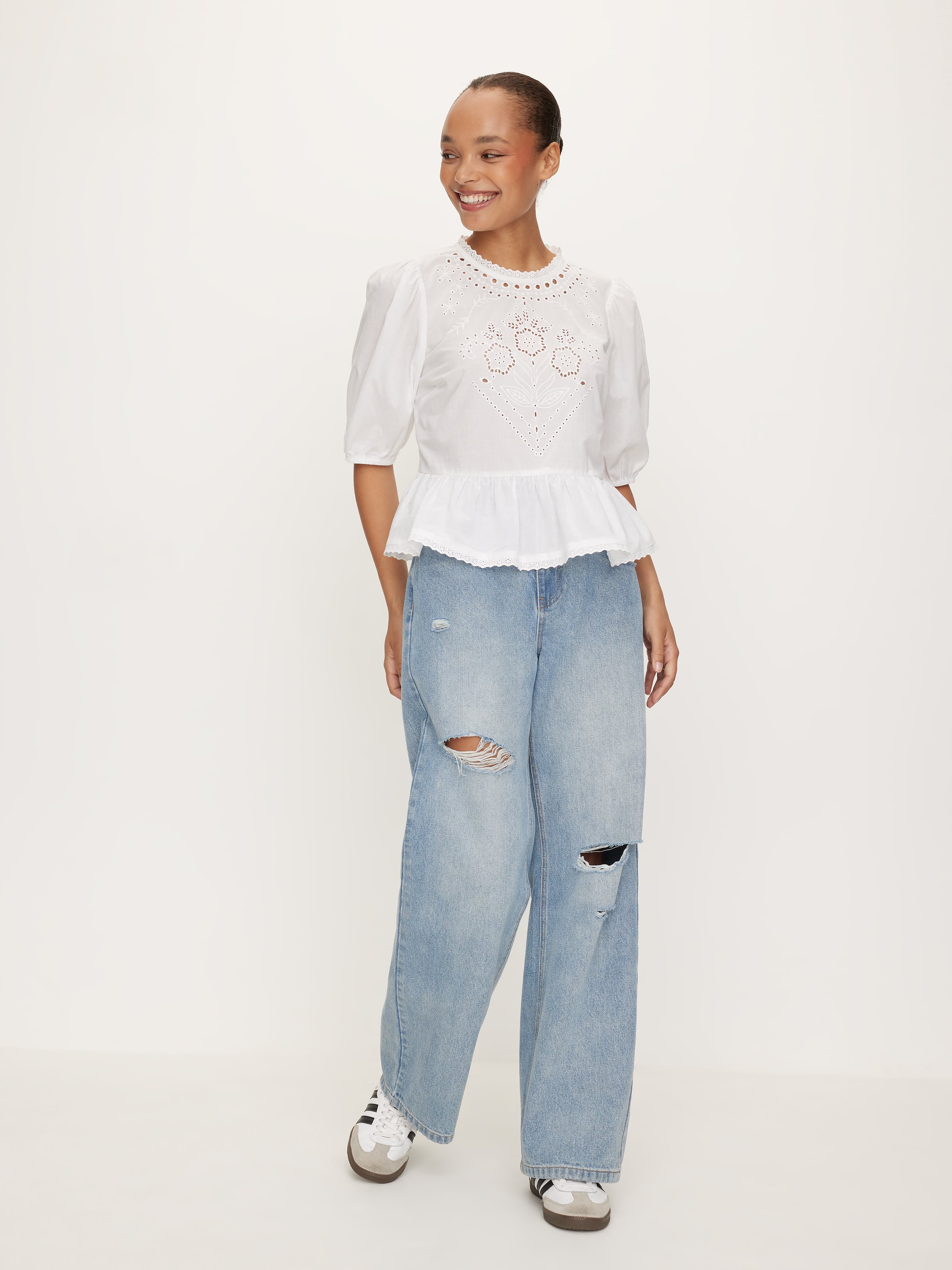 Romy Broderie Frill Hem Top