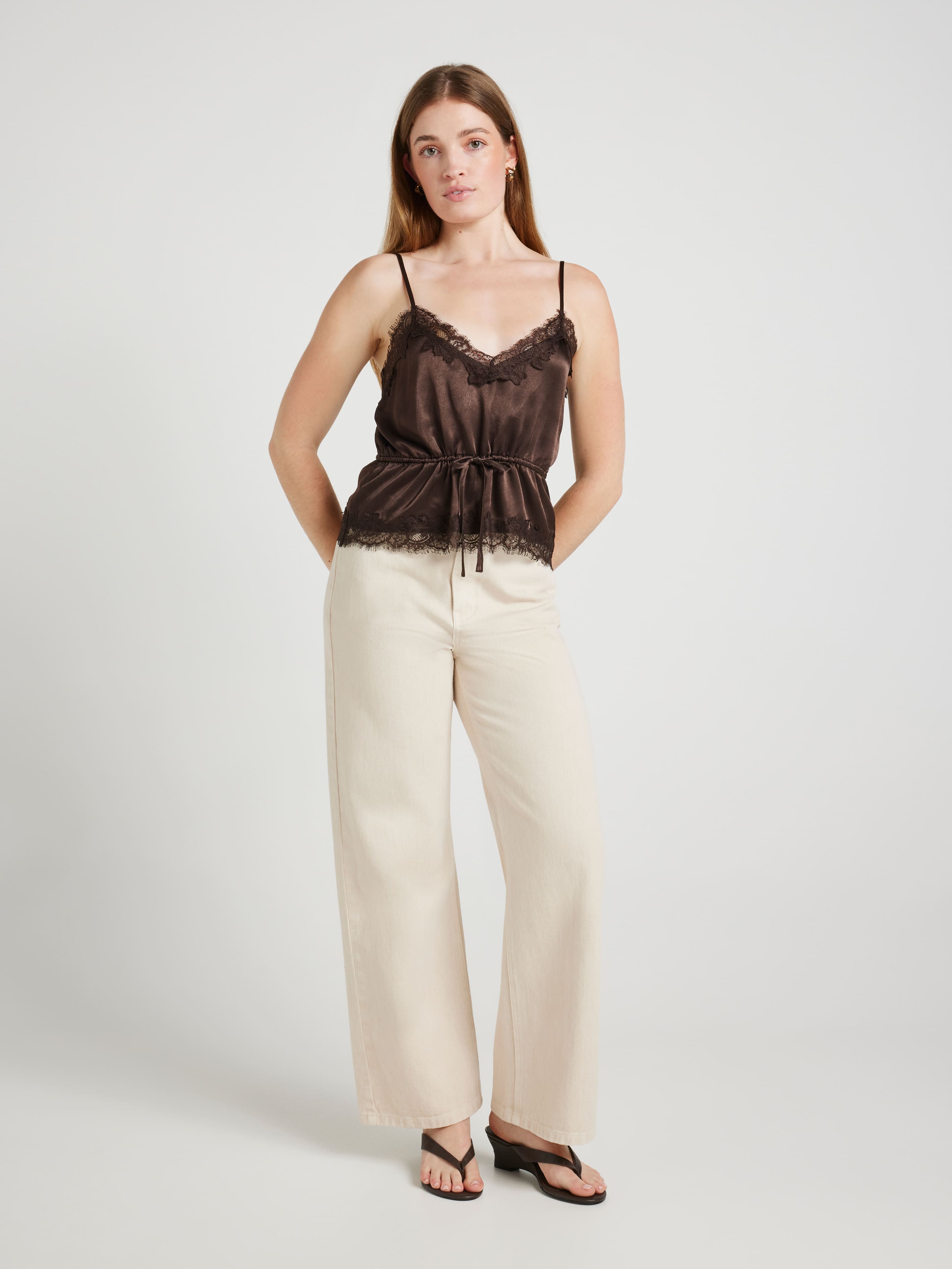 Dakota Satin Lace Trim Cami