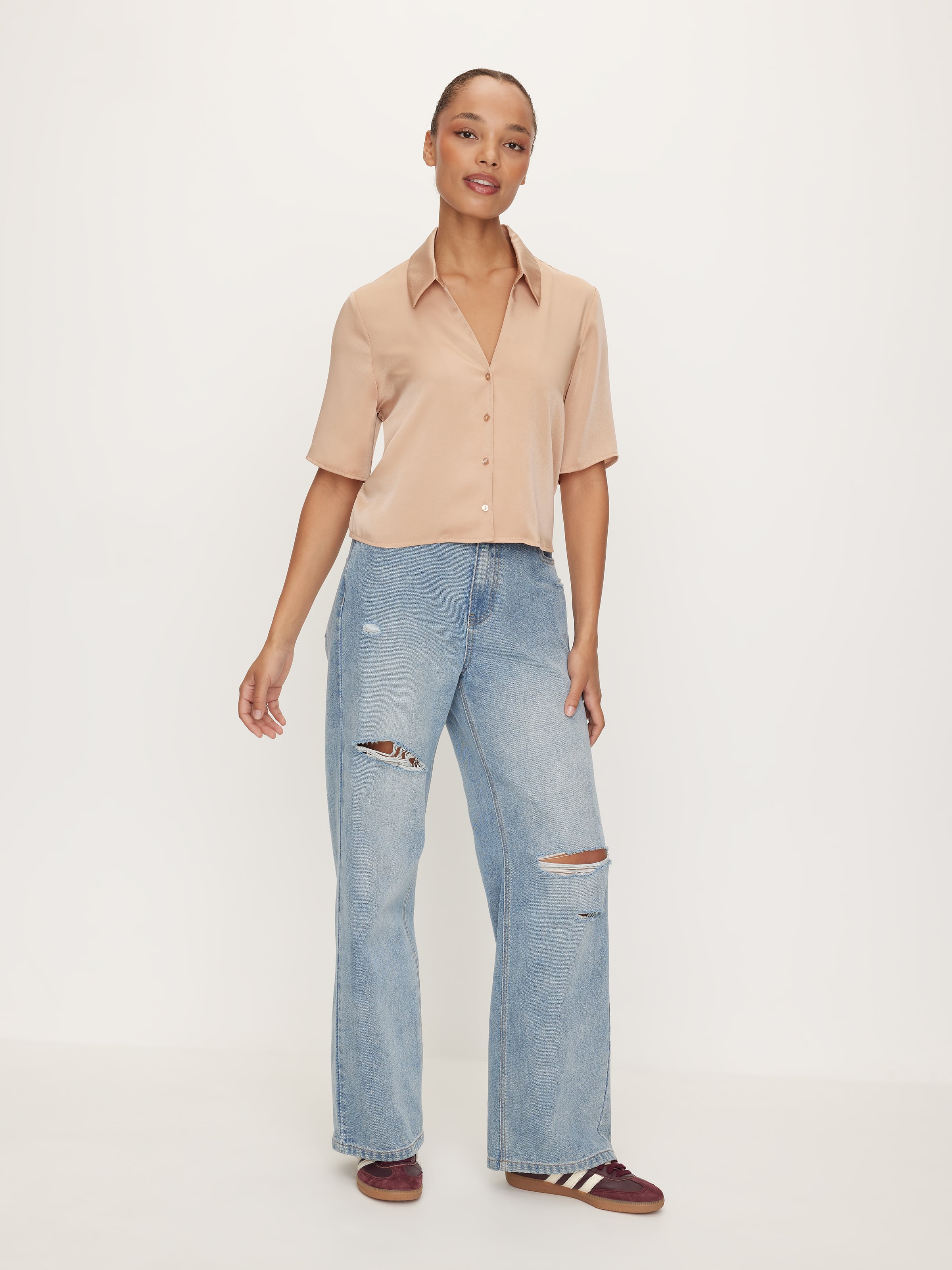 Aisha Satin Short Sleeve Shirt