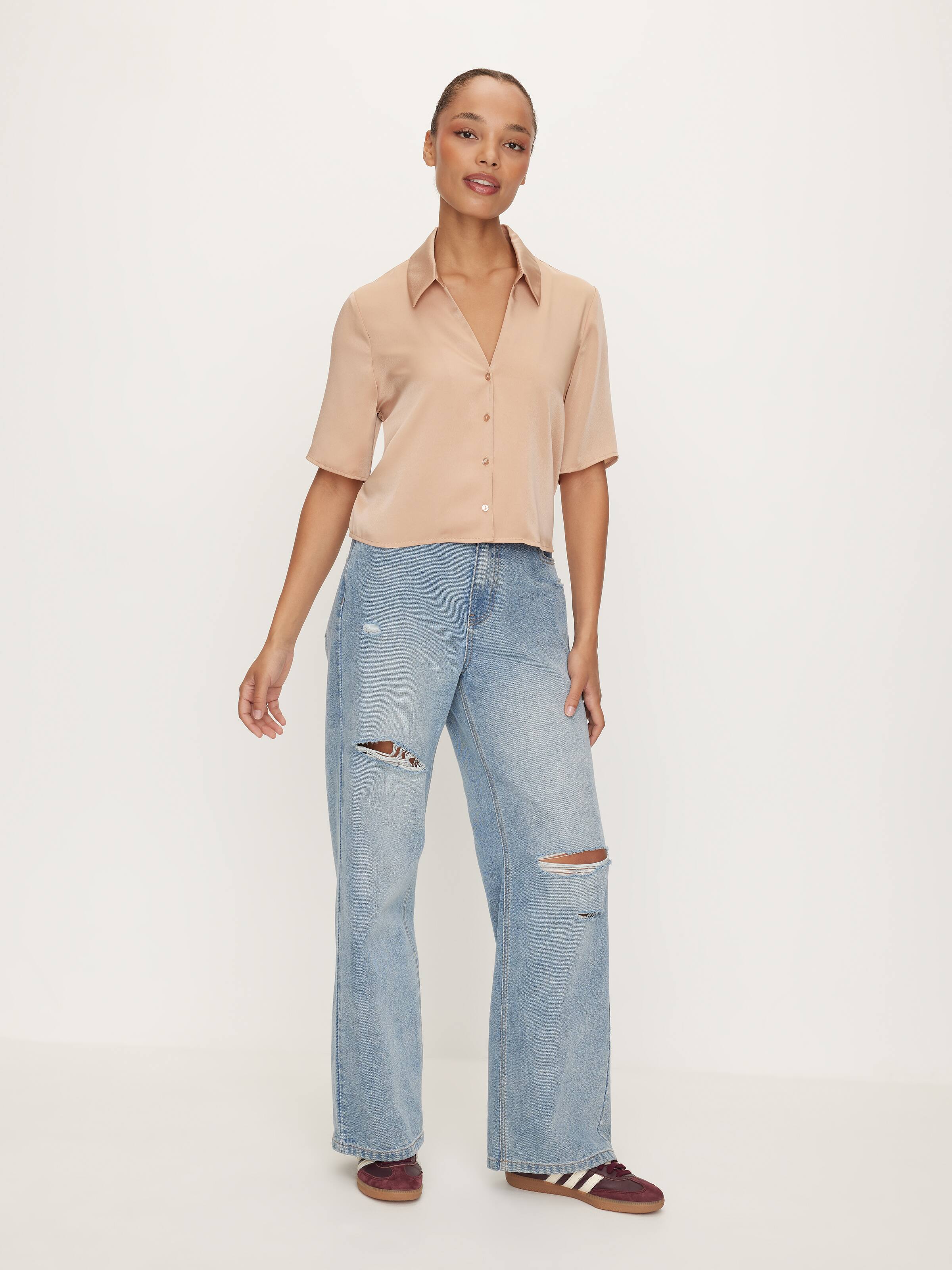 Aisha Satin Short Sleeve Shirt