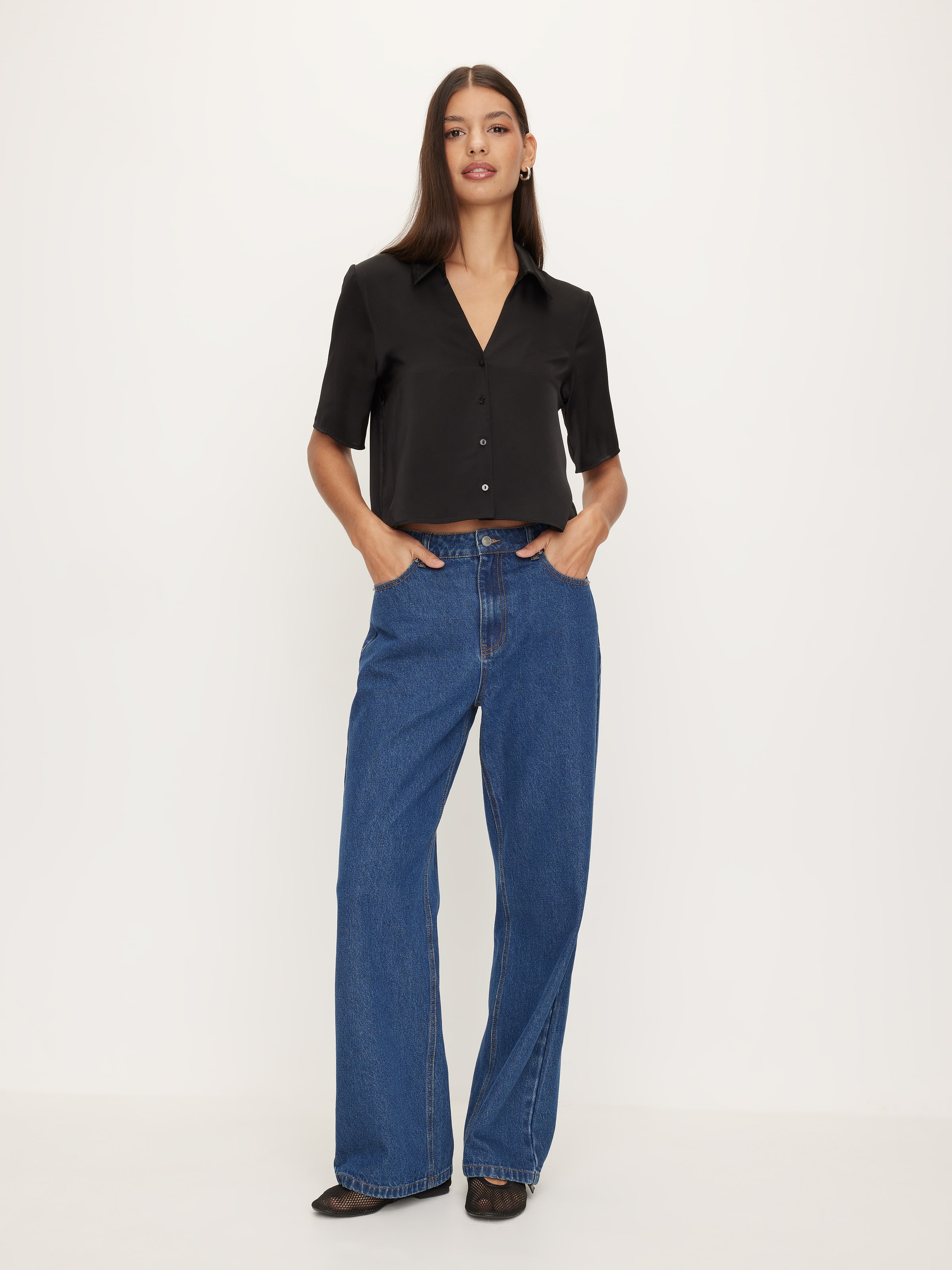 Aisha Satin Short Sleeve Shirt