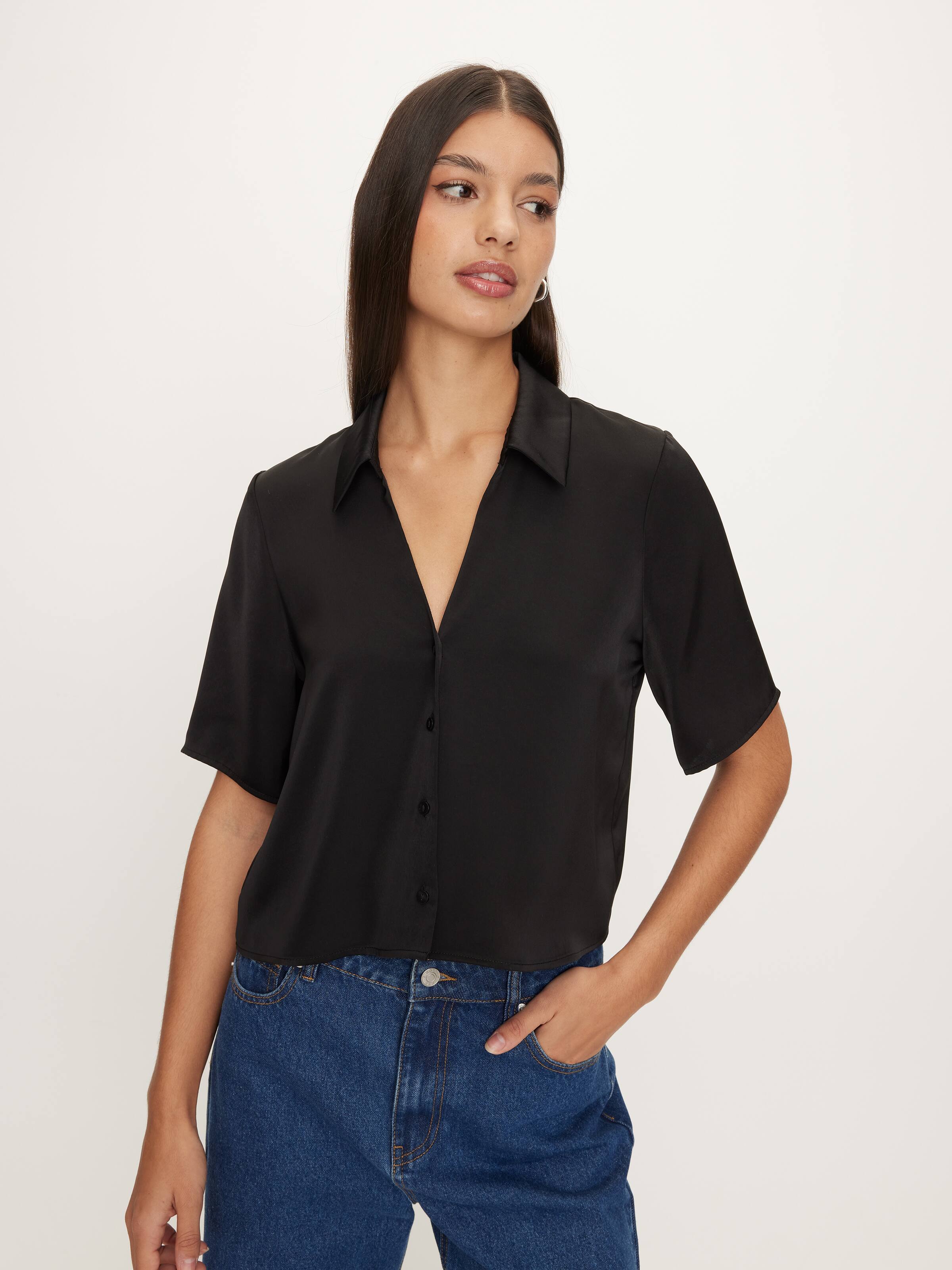 Aisha Satin Short Sleeve Shirt