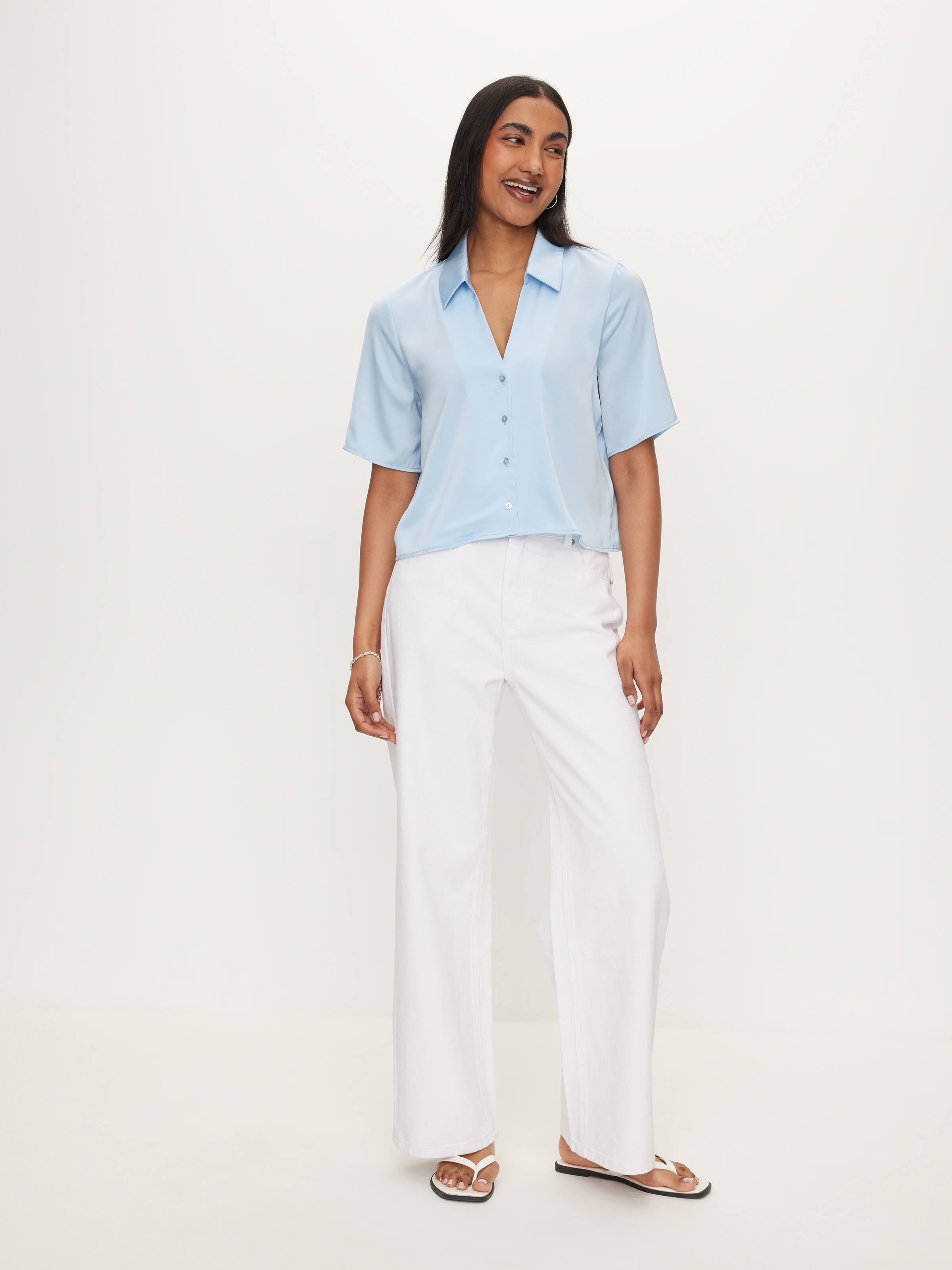 Aisha Satin Short Sleeve Shirt