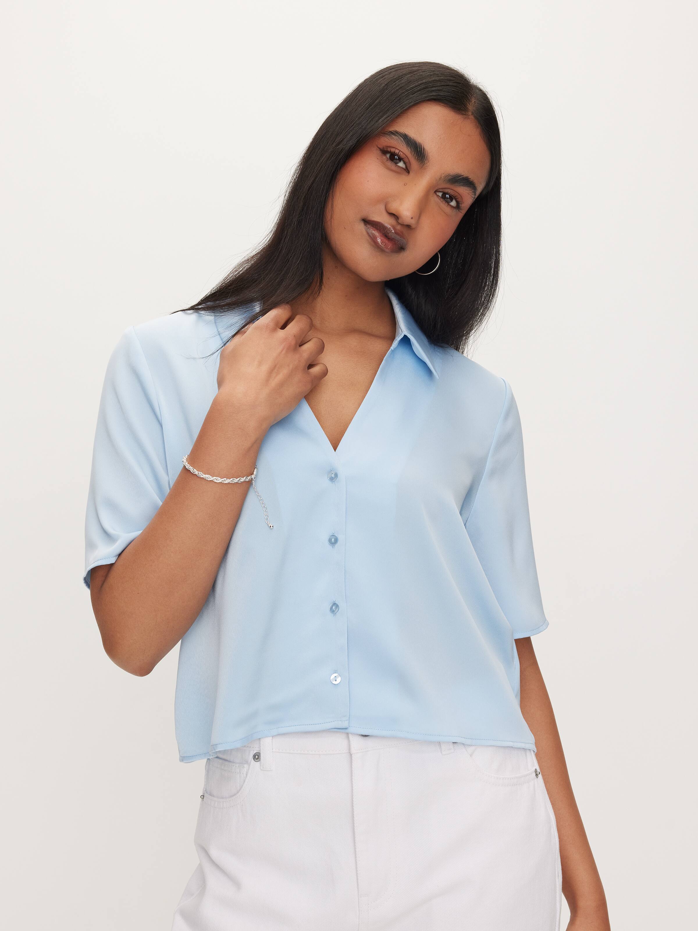 Aisha Satin Short Sleeve Shirt