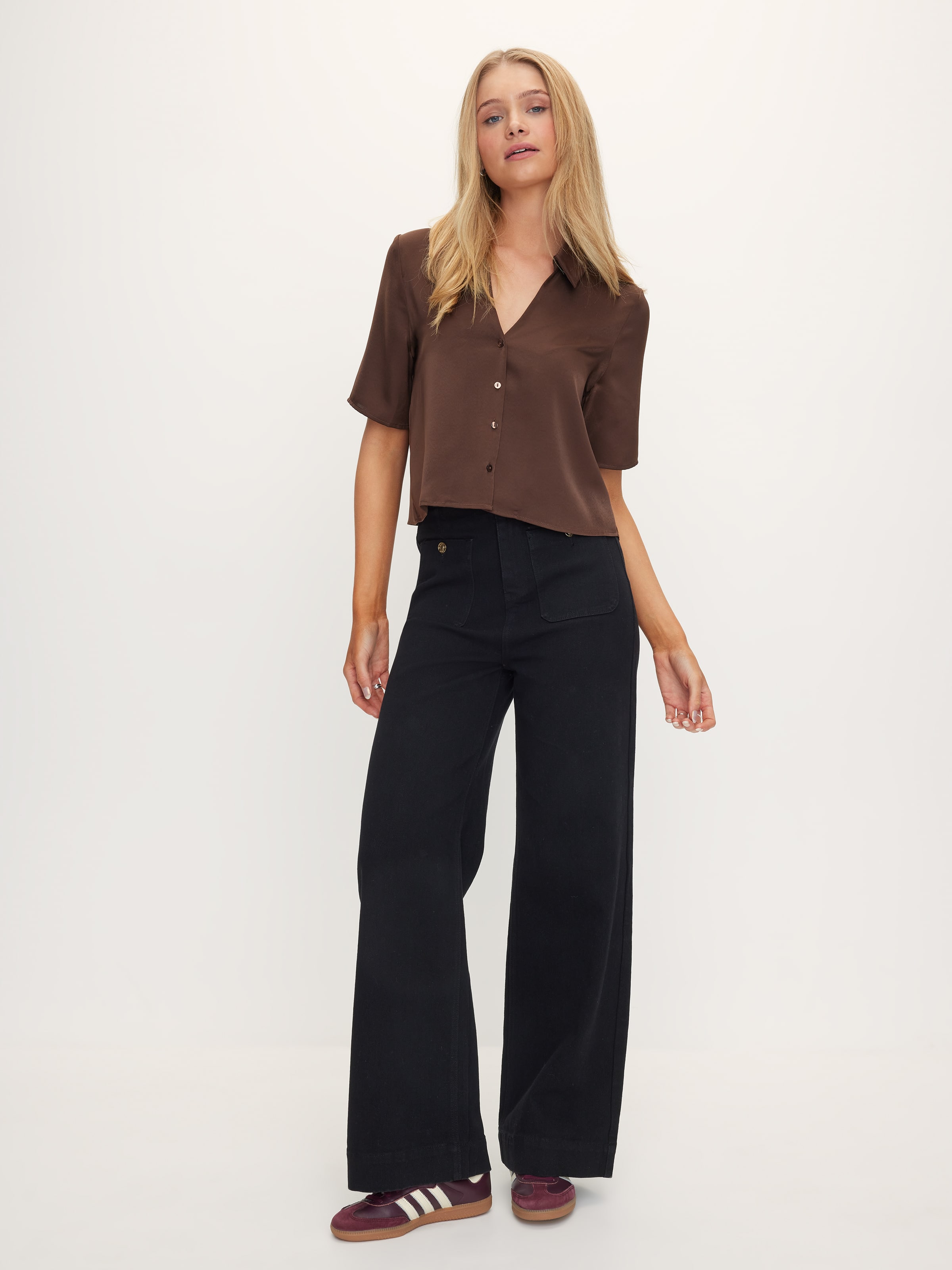 Aisha Satin Short Sleeve Shirt