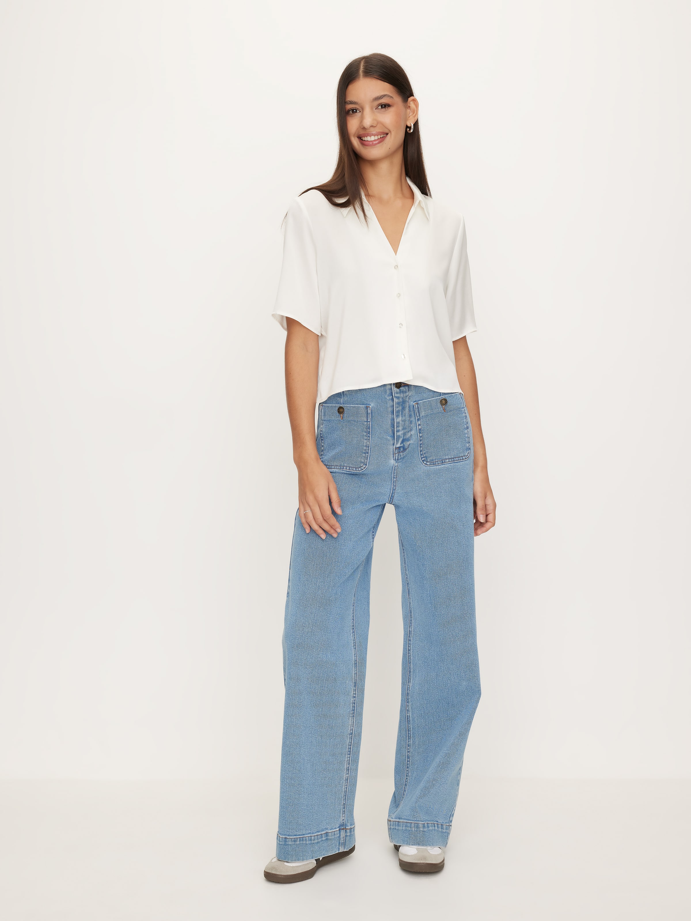 Aisha Satin Short Sleeve Shirt