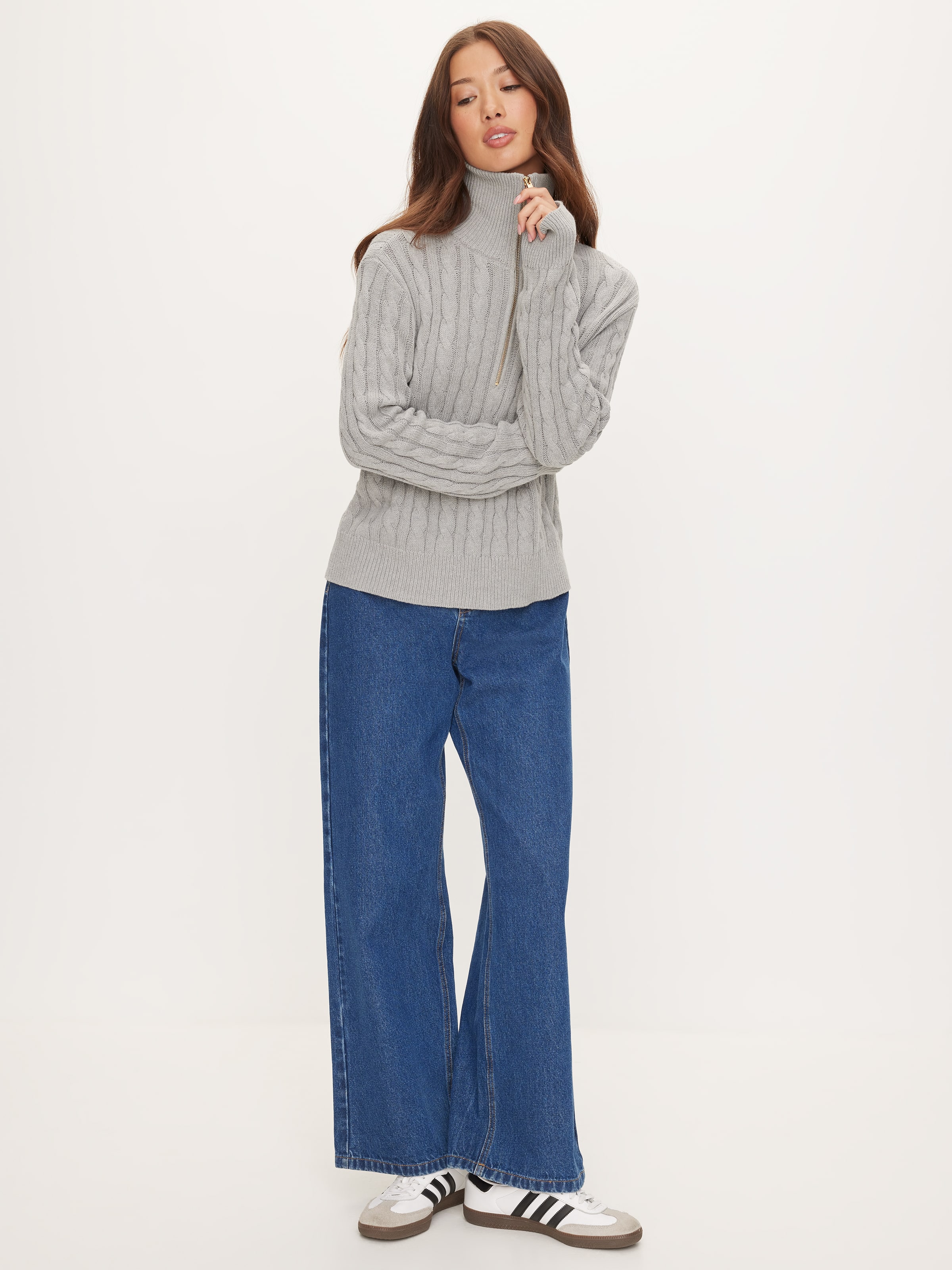 Cable Quarter Zip Knit