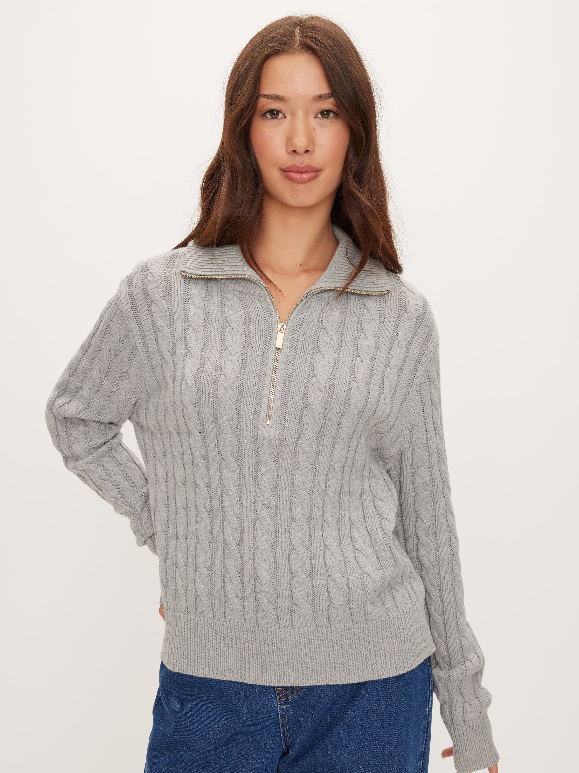 Cable Quarter Zip Knit